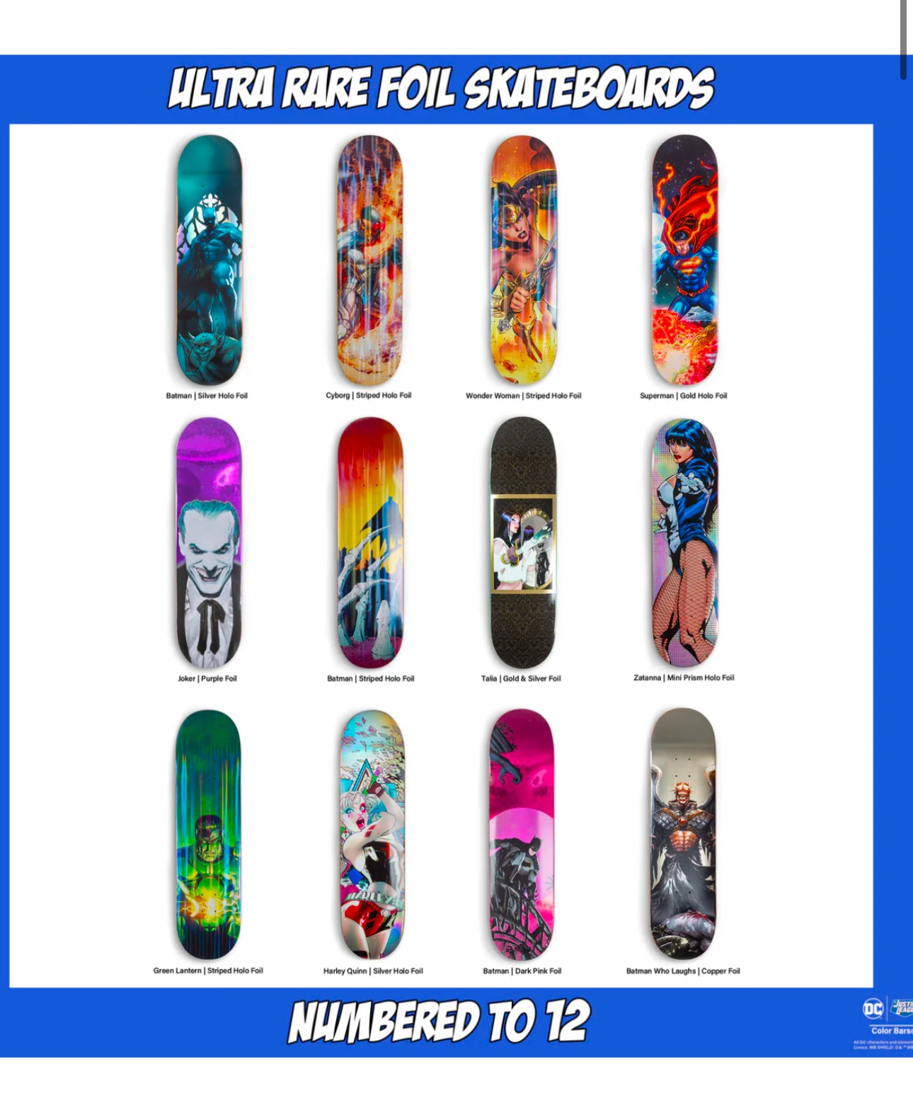 DC Comics Blind Bag Skateboard Decks by Color Bars