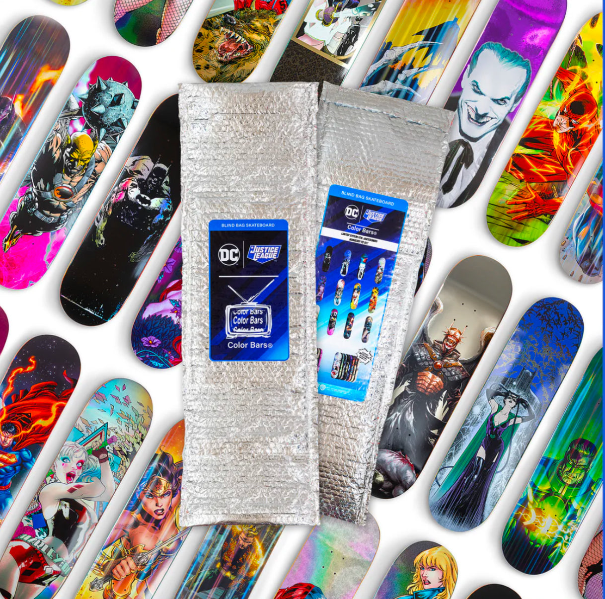 DC Comics Blind Bag Skateboard Decks by Color Bars