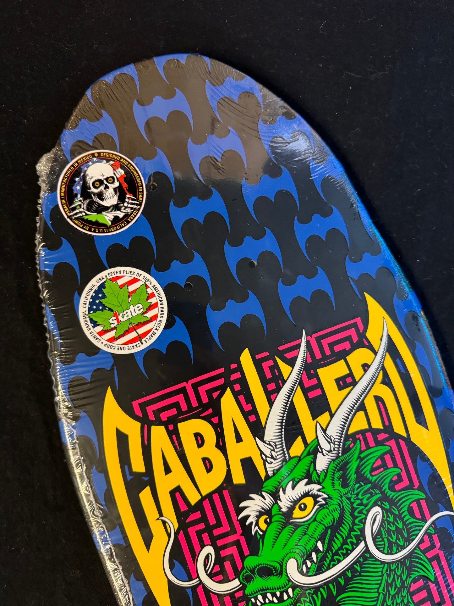 Signed Steve Caballero Autographed Skateboard Deck Powell Peralta Black Bats Dragon