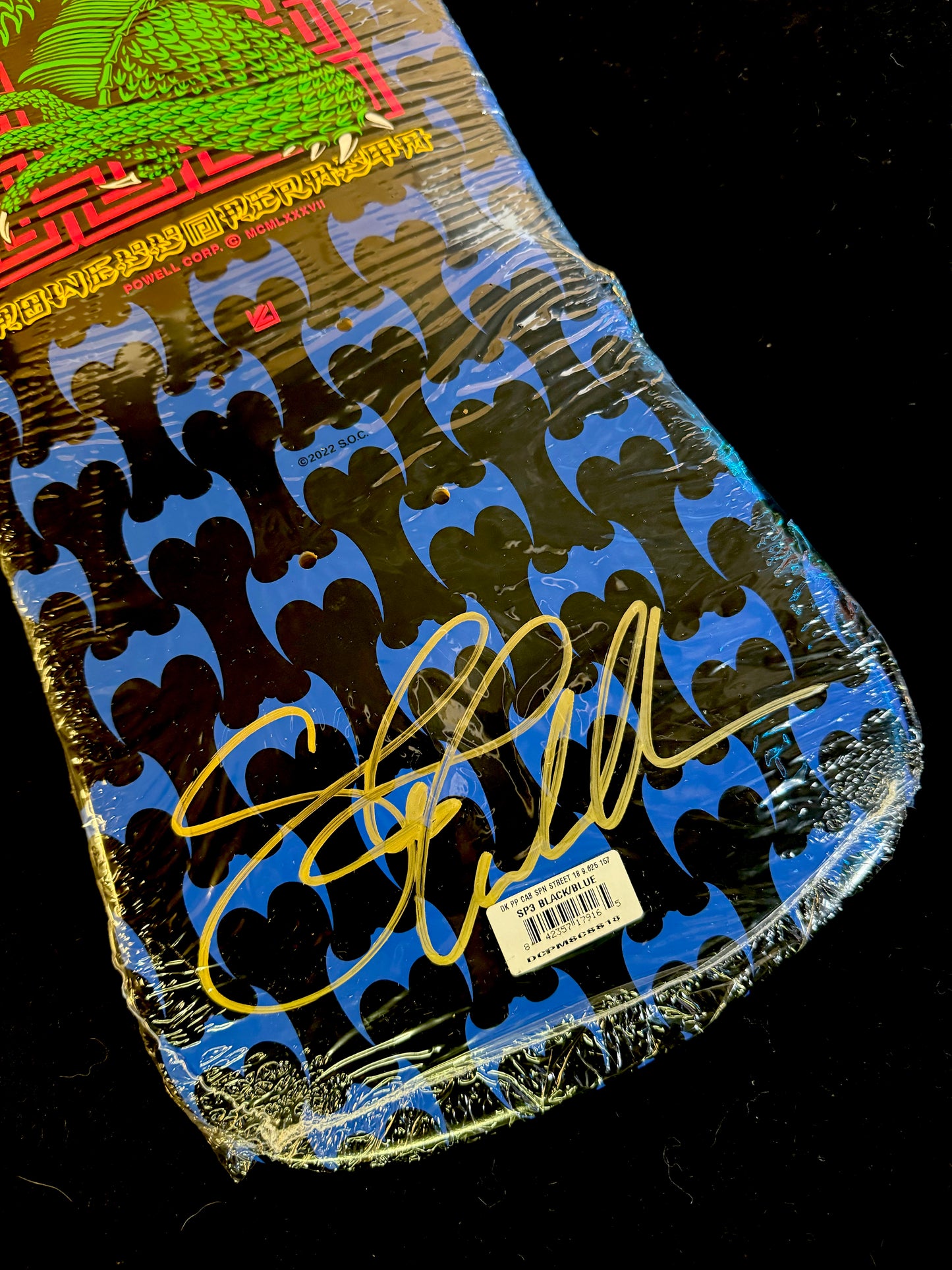 Signed Steve Caballero Autographed Skateboard Deck Powell Peralta Black Bats Dragon