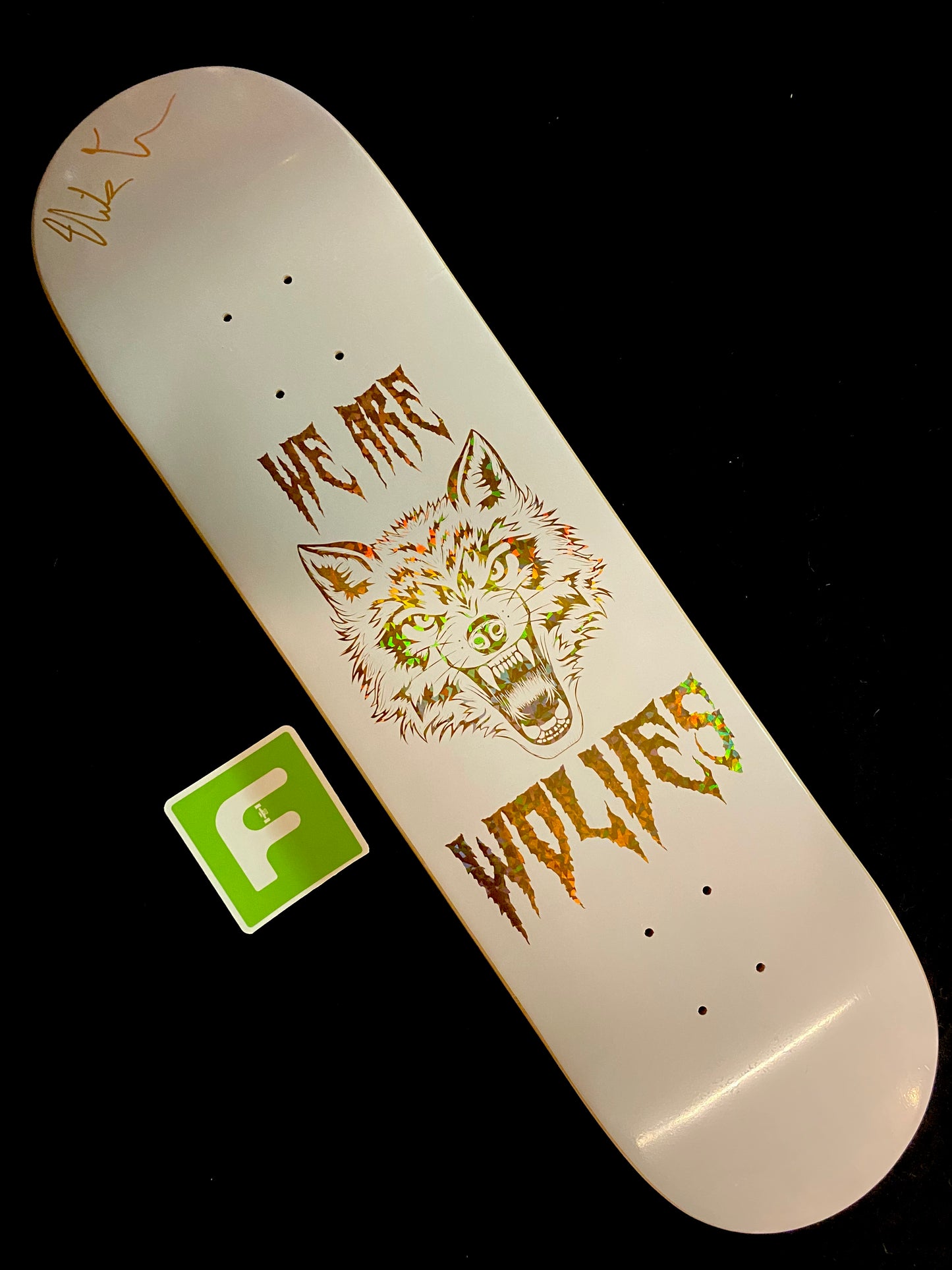 Signed Nick Tucker We Are Wolves Autographed Skateboard Deck Holographic White