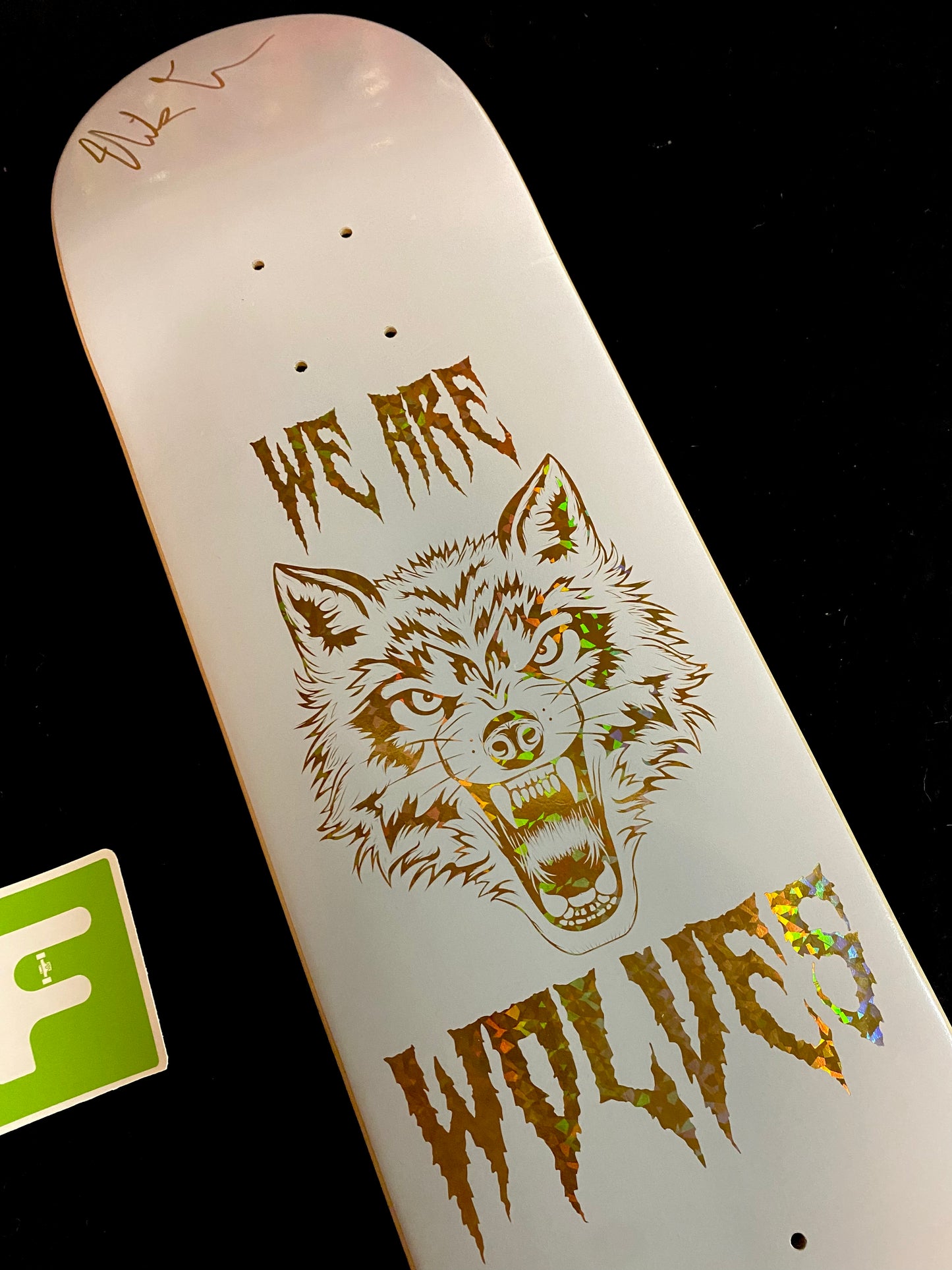 Signed Nick Tucker We Are Wolves Autographed Skateboard Deck Holographic White