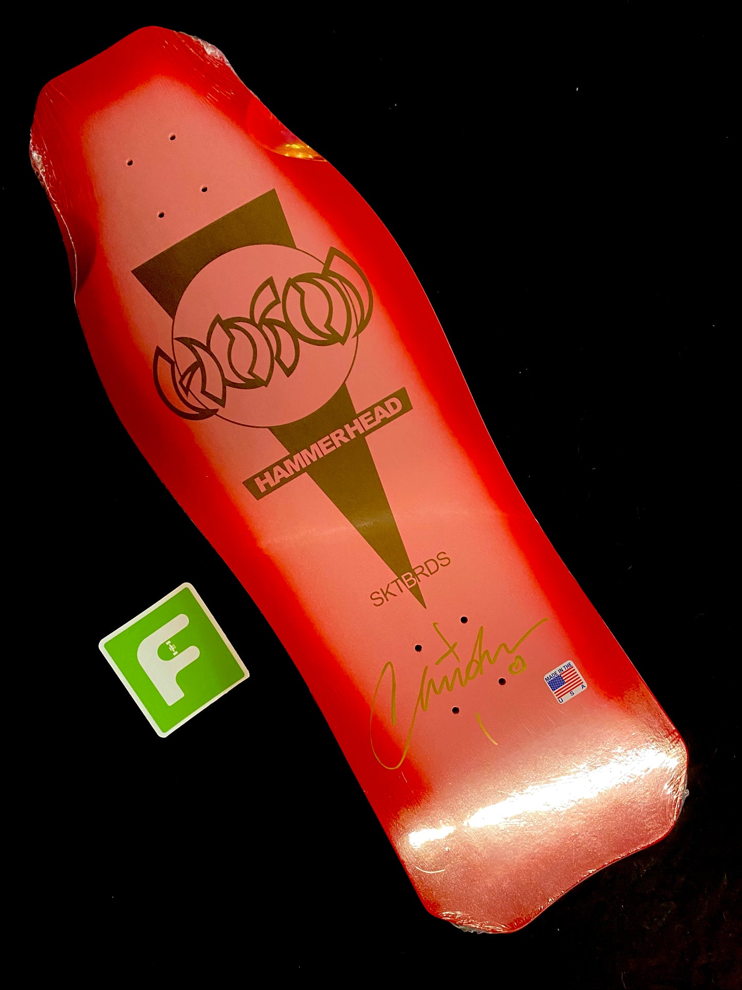 Signed Christian Hosoi Hammerhead Autographed Skateboard Deck Pink Gold Speckled