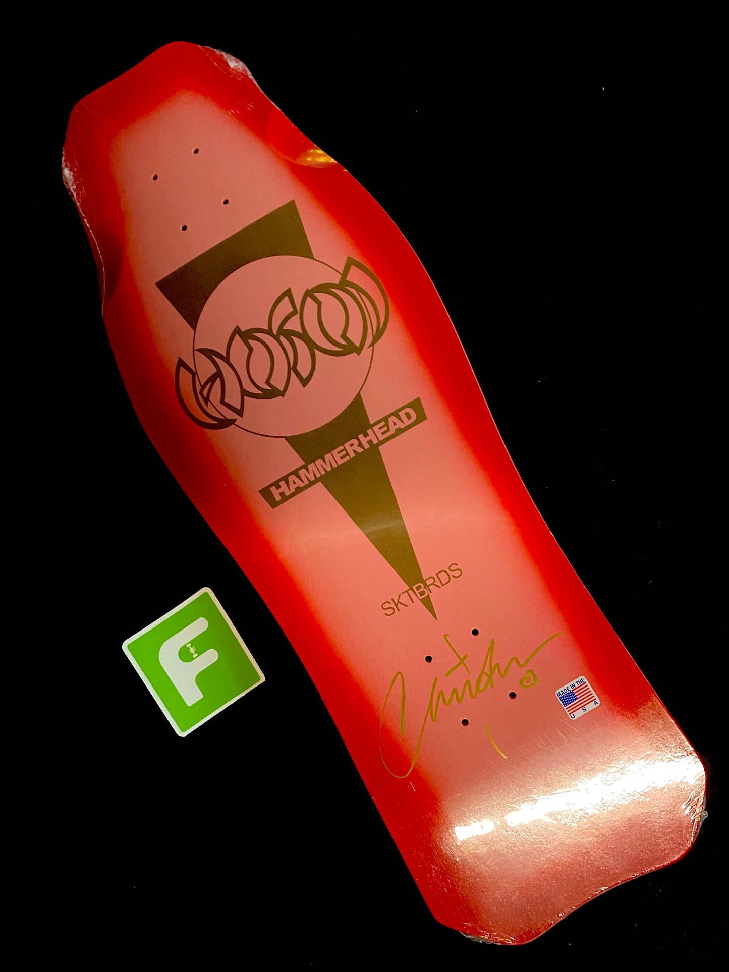 Signed Christian Hosoi Hammerhead Autographed Skateboard Deck Pink Gold Speckled