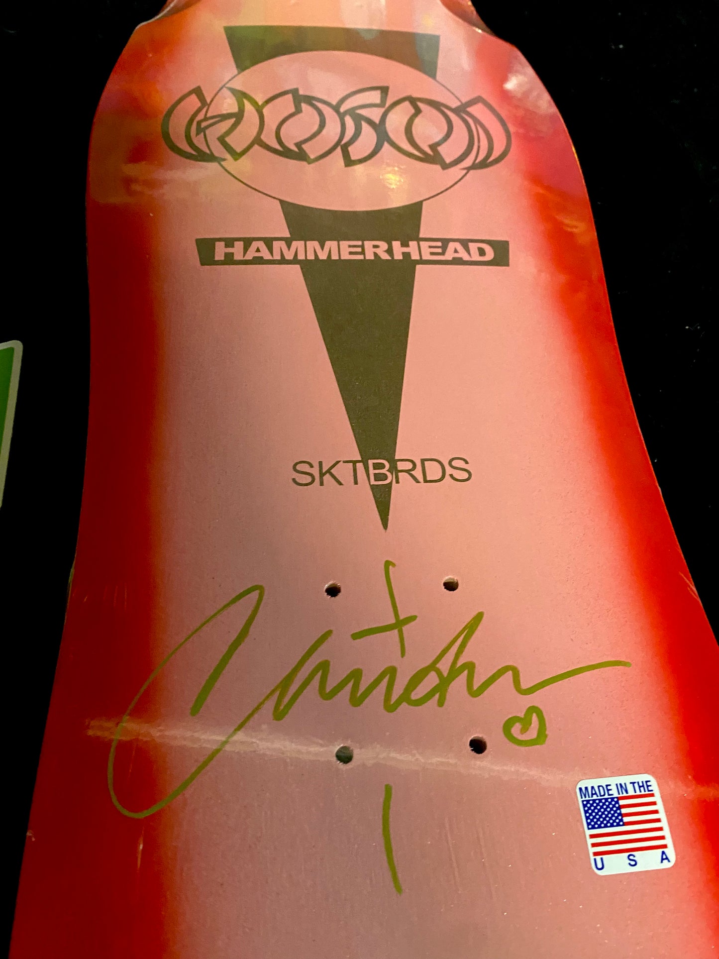 Signed Christian Hosoi Hammerhead Autographed Skateboard Deck Pink Gold Speckled