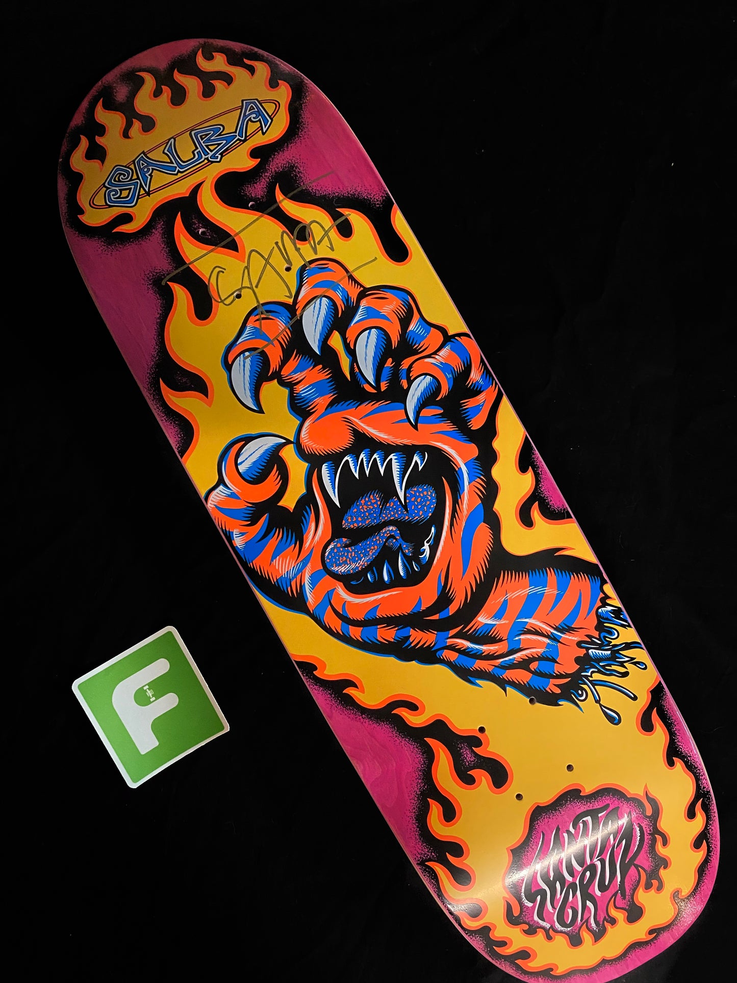 Signed Steve Alba SALBA Santa Cruz Tiger Screaming Hand Autographed Skateboard Deck
