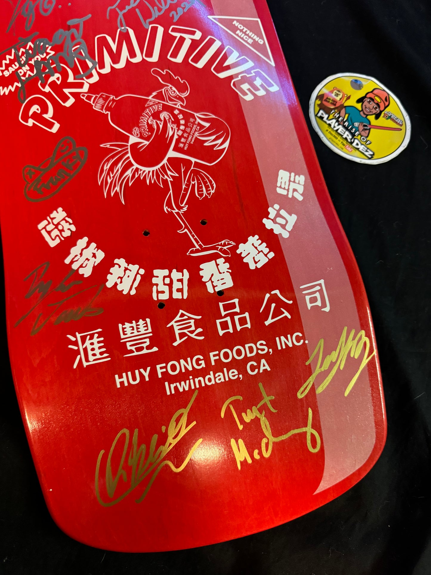 Primitive Team Signed Sriracha Paul Rodriguez Autographed Skateboard Deck Cruiser