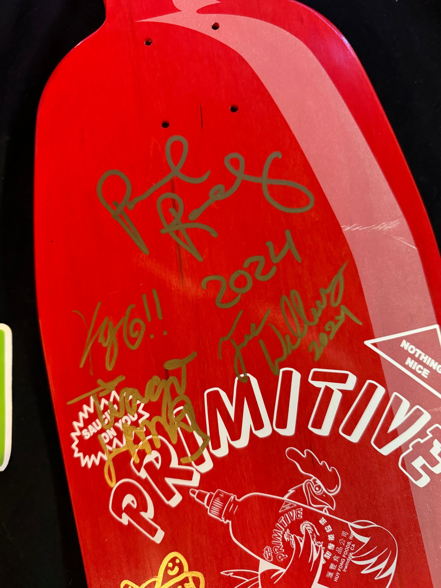 Primitive Team Signed Sriracha Paul Rodriguez Autographed Skateboard Deck Cruiser