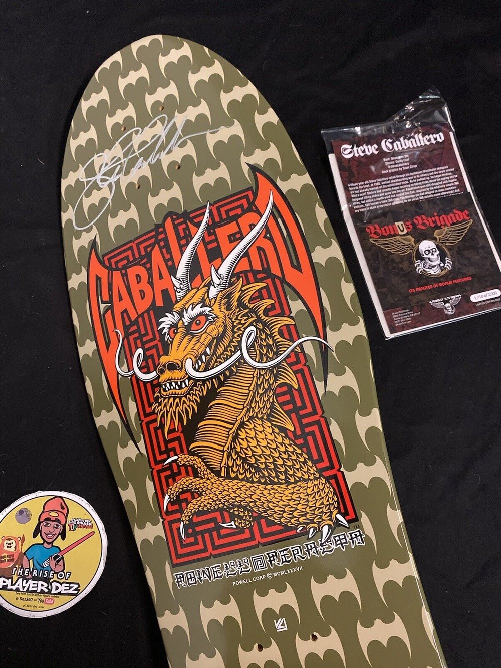 Signed Steve Caballero Powell Peralta Bones Brigade Series 13 Autographed Skateboard Deck