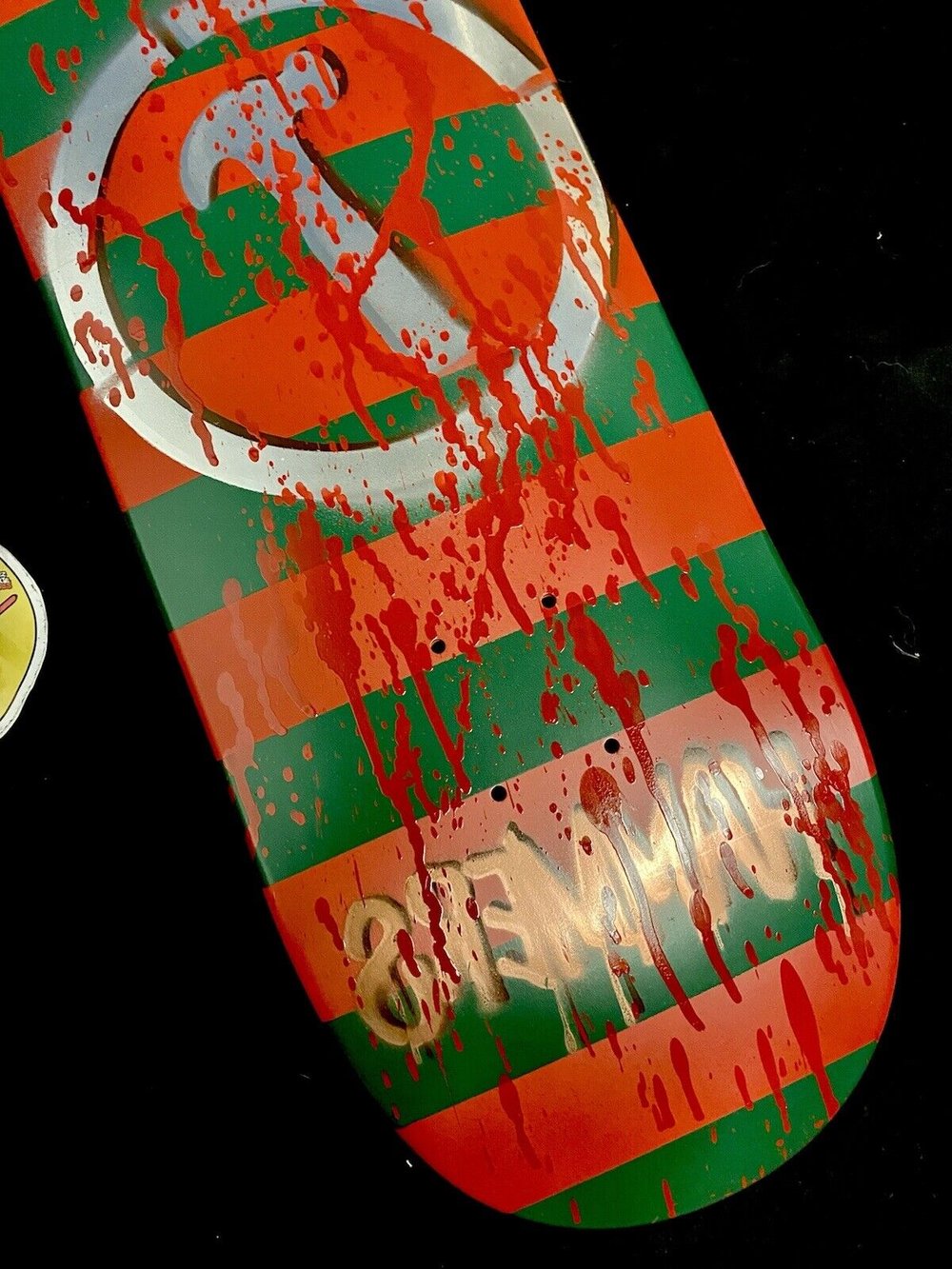 Signed Jim Greco Hammers Freddy Krueger Bloody Autographed Skateboard Deck