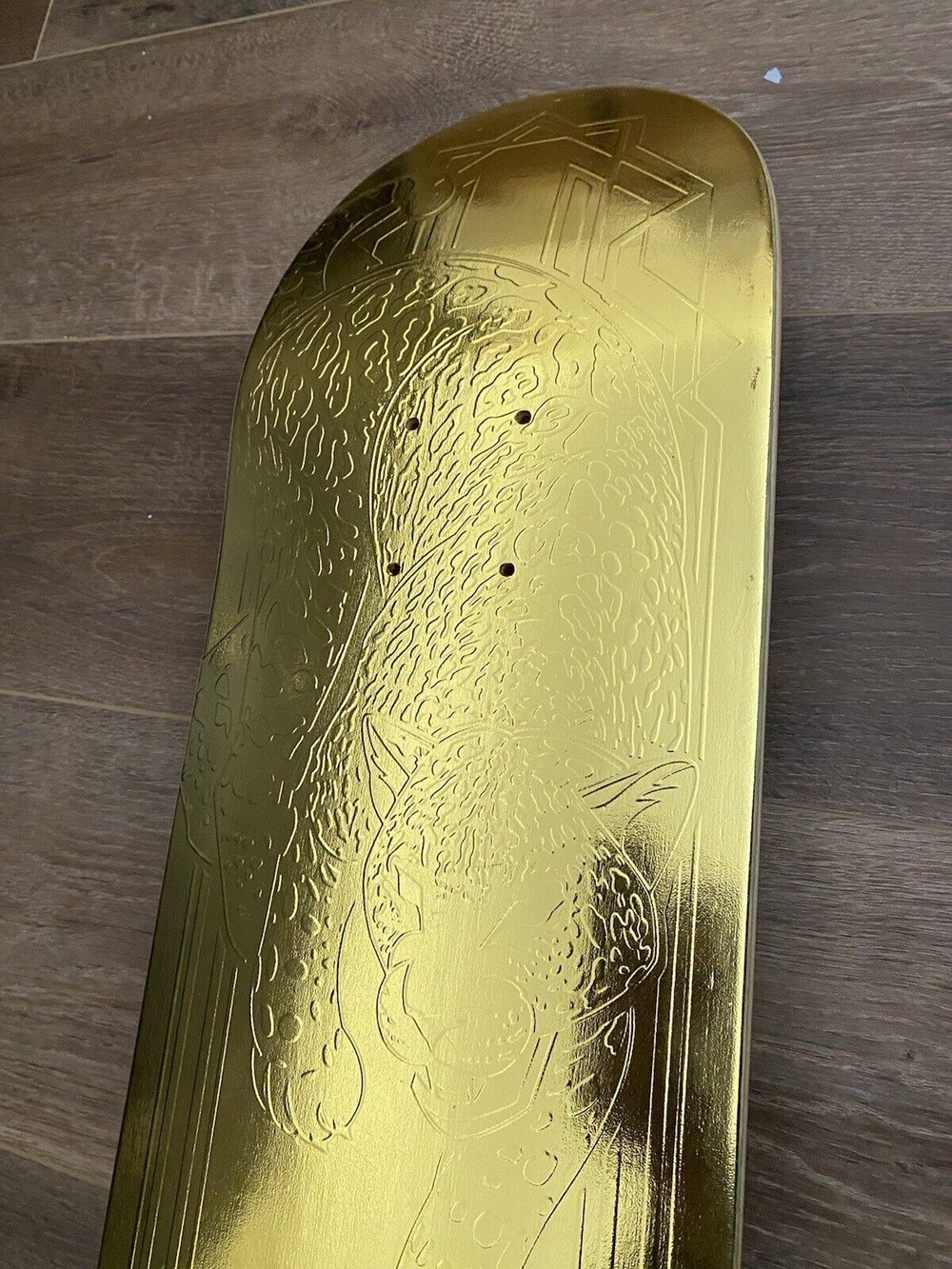 Signed Carlos Ribeiro Primitive Gold Spirit Animal Autographed Skateboard Deck 8.0