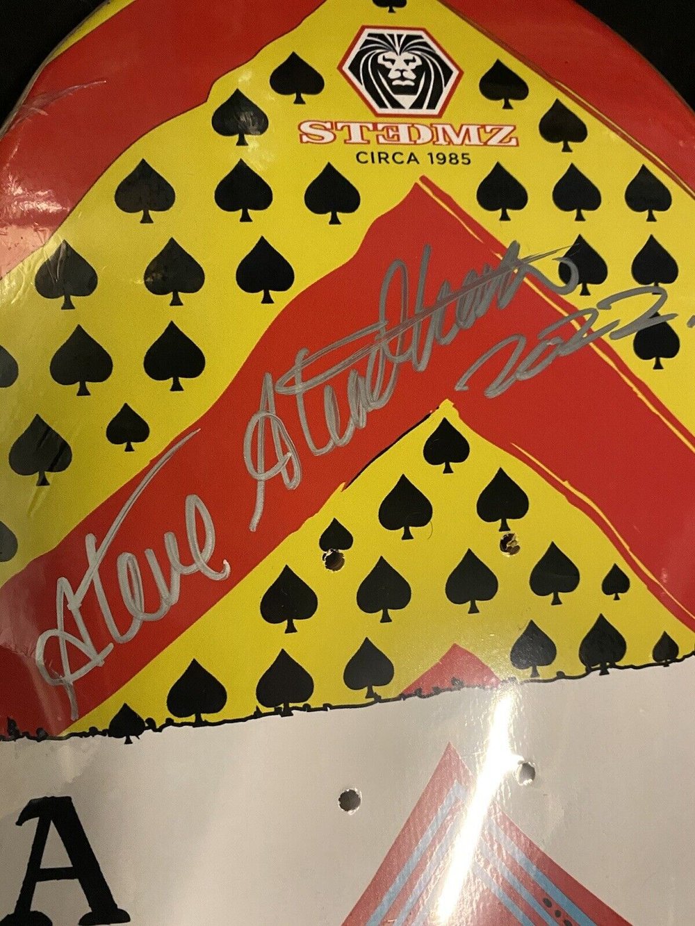 Signed Steve Steadham Ace Of Spades Shaped Autographed Skateboard Deck Powell #1