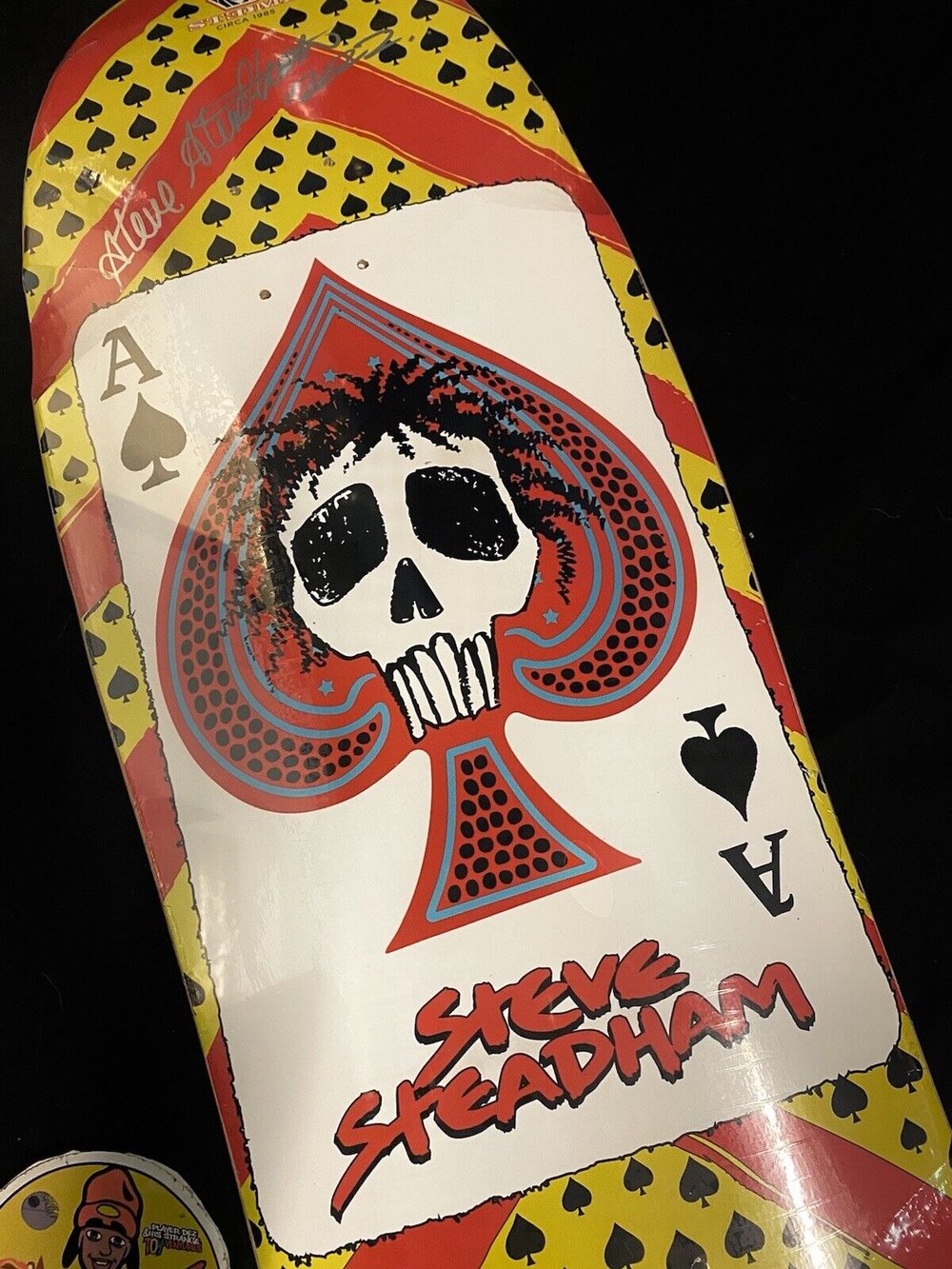 Signed Steve Steadham Ace Of Spades Shaped Autographed Skateboard Deck Powell #1