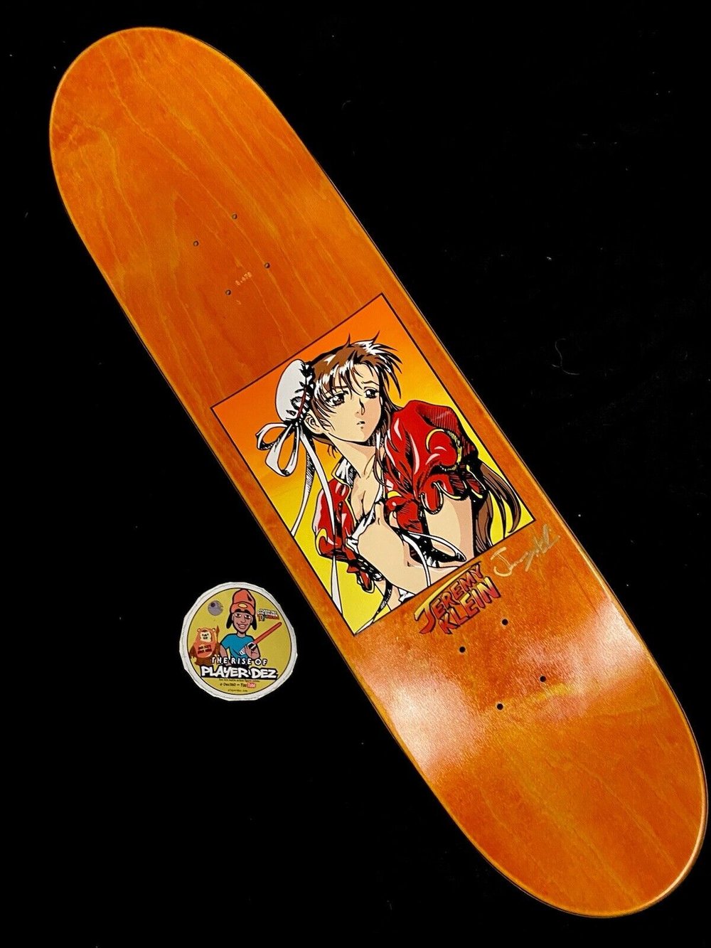 Signed Jeremy Klein Hook-Ups Autographed Skateboard Deck Gold Street Fighter Chun Li