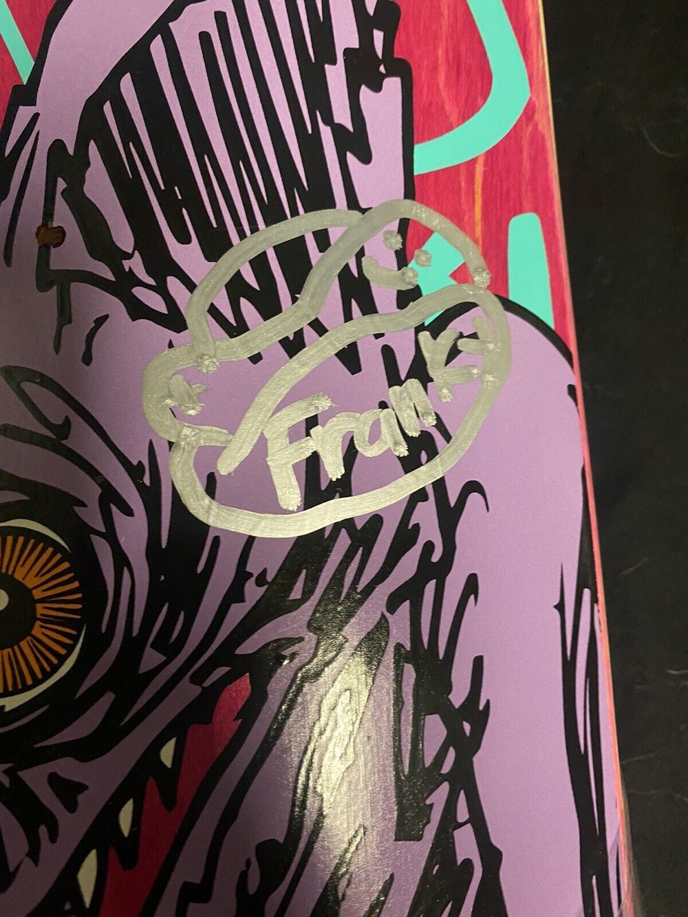 Signed Franky Villani Primitive Autographed Skateboard Deck Glows in the Dark Bat
