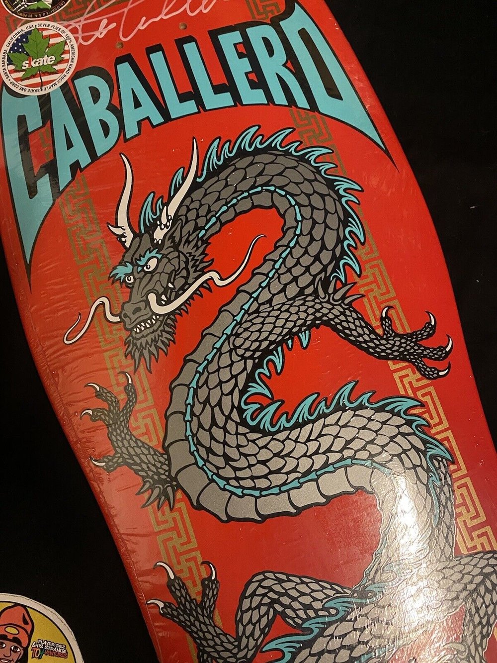 Signed Steve Caballero Powell Peralta Red Silver Dragon Autographed Skateboard Deck