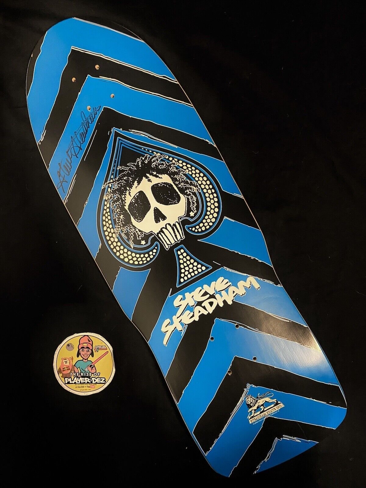 Signed Steve Steadham Stedmz Double Graphic Autographed Skateboard Deck Blue Yellow