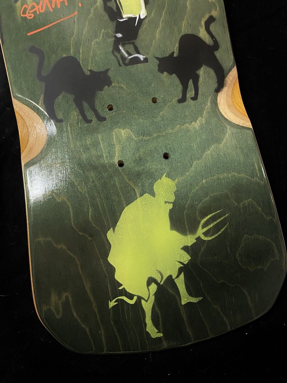 Signed Steve Alba SALBA Autographed Skateboard Deck Frankenstein Halloween Spray Art