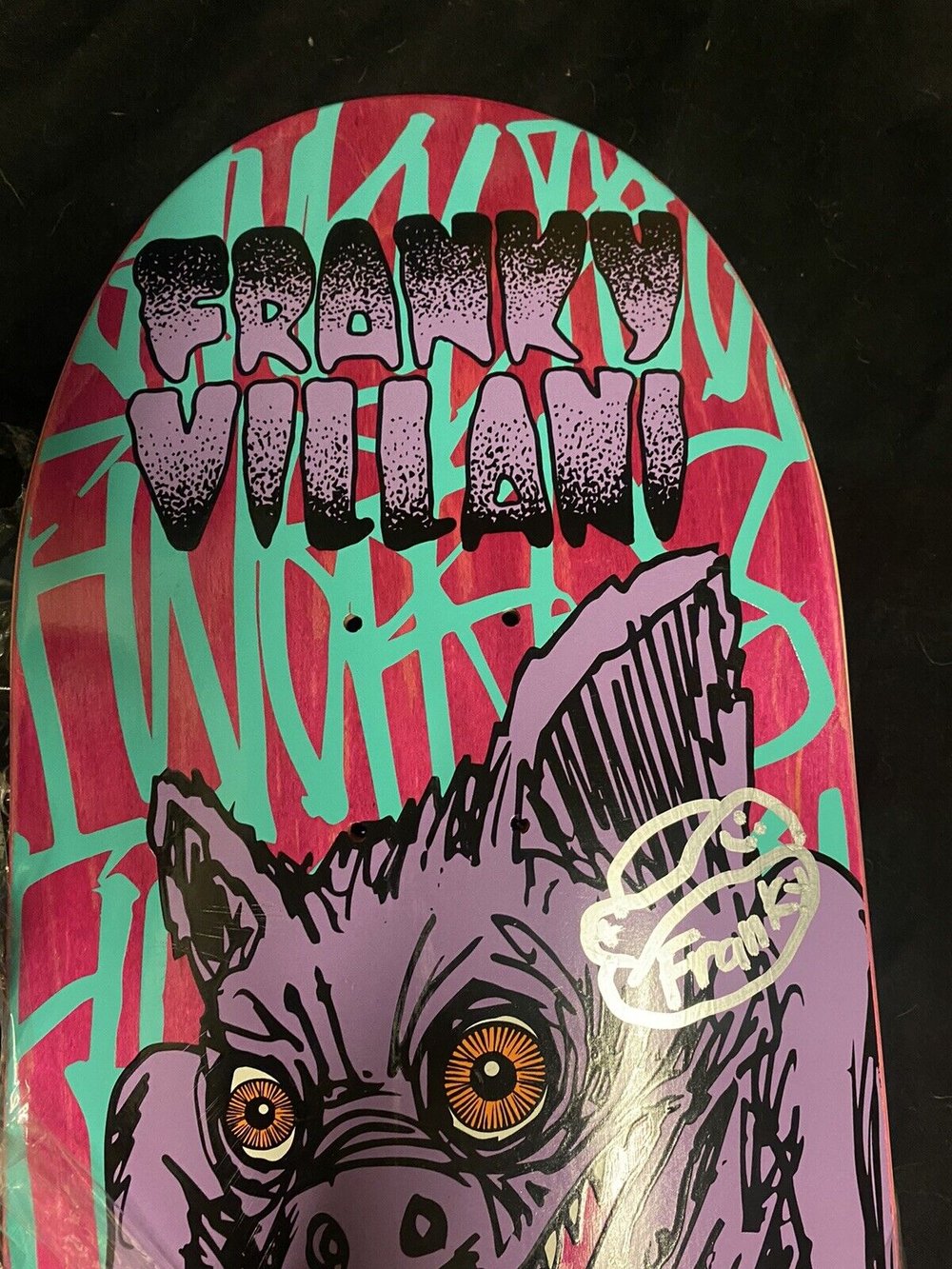 Signed Franky Villani Primitive Autographed Skateboard Deck Glows in the Dark Bat