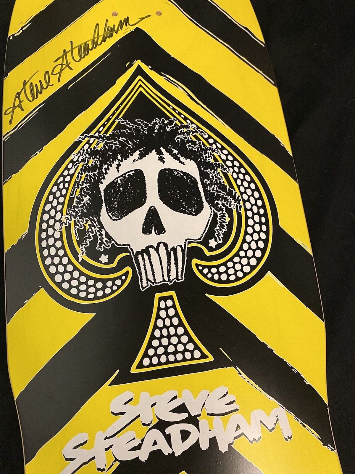Signed Steve Steadham Stedmz Double Sided Graphic Autographed Skateboard Deck Yellow Green
