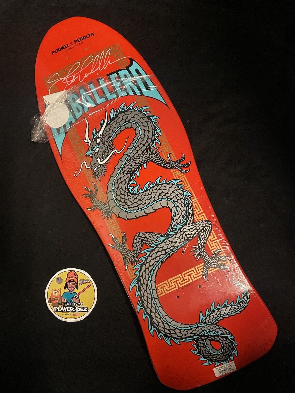 Signed Steve Caballero Powell Peralta Red Silver Dragon Autographed Skateboard Deck