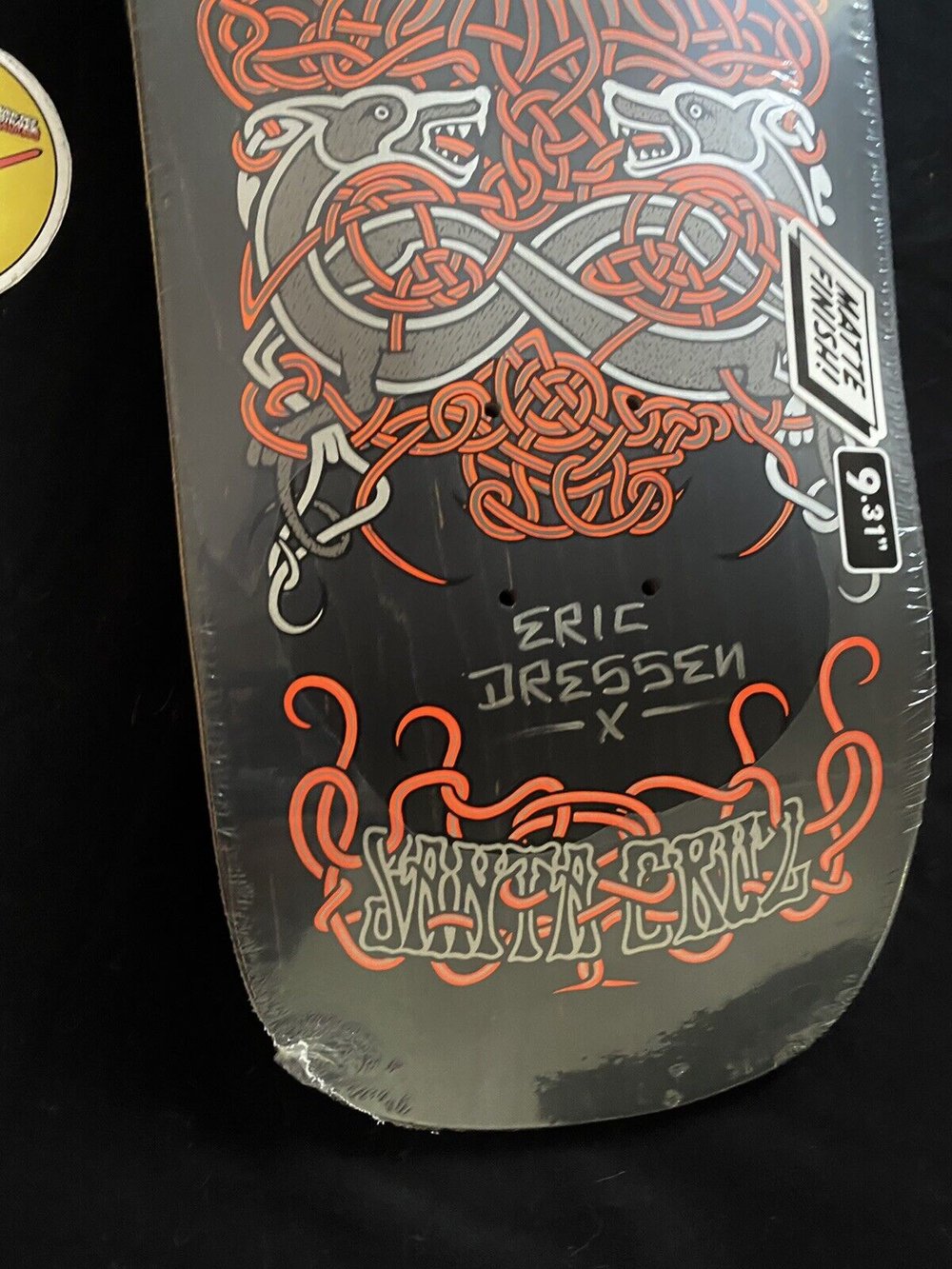 Signed Eric Dressen Santa Cruz Autographed Skateboard Deck Matte Black 9.31