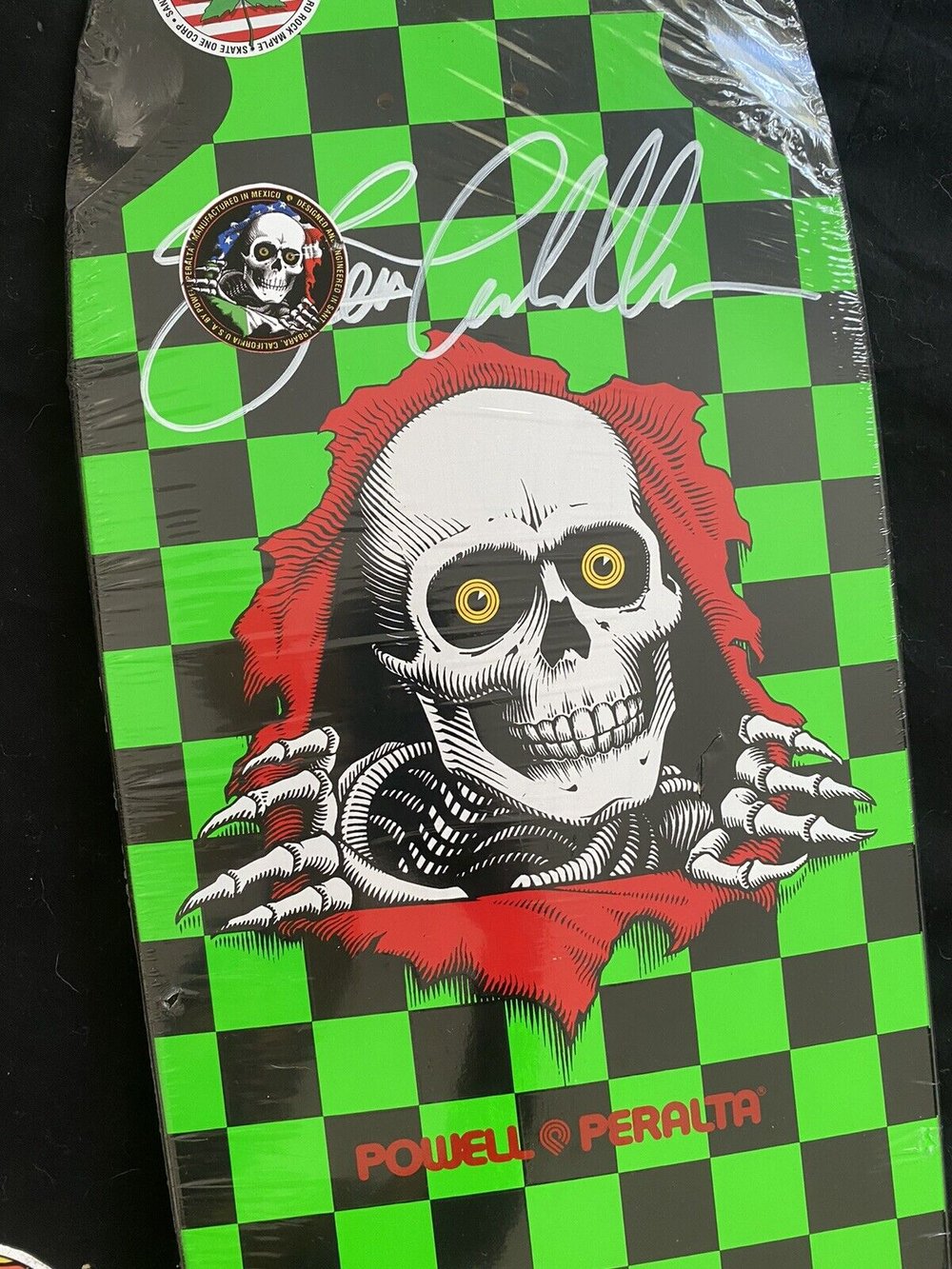 Signed Steve Caballero Ripper Autographed Skateboard Deck Black Green Shaped Powell Peralta