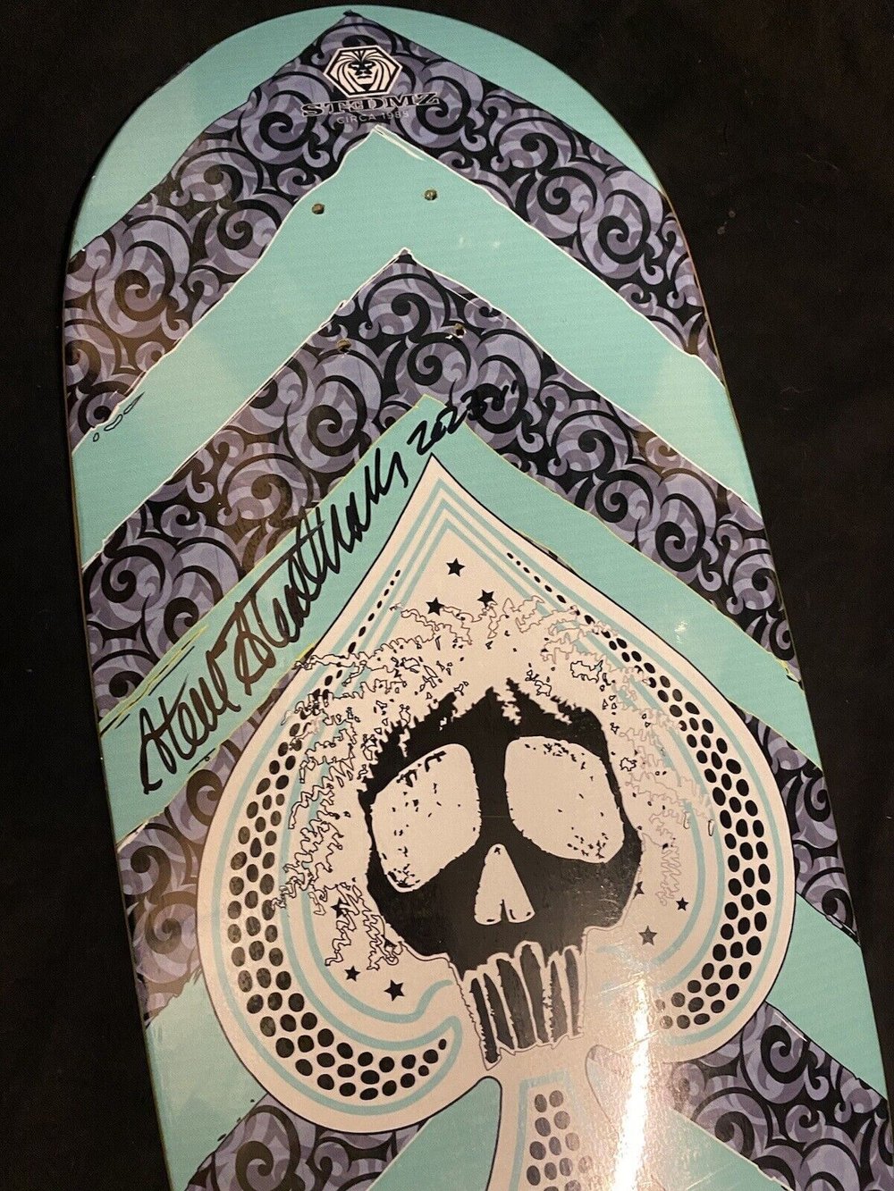 Signed Steve Steadham Autographed Skateboard Deck Blue Ace Card Hall
