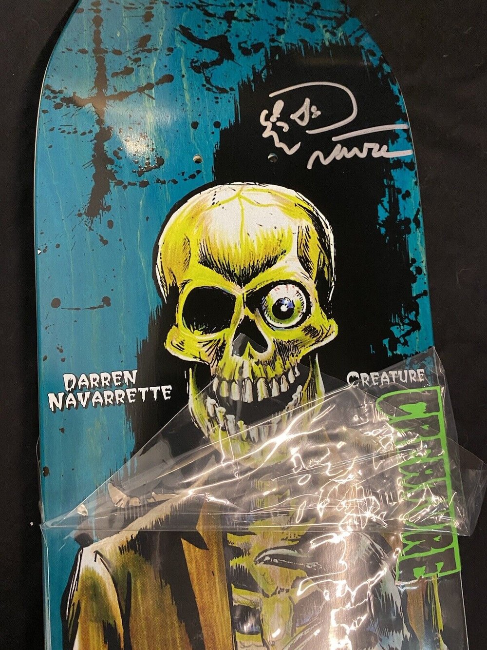 Signed Darren Navarrette Autographed Skateboard Deck Pro Model Skull Creature
