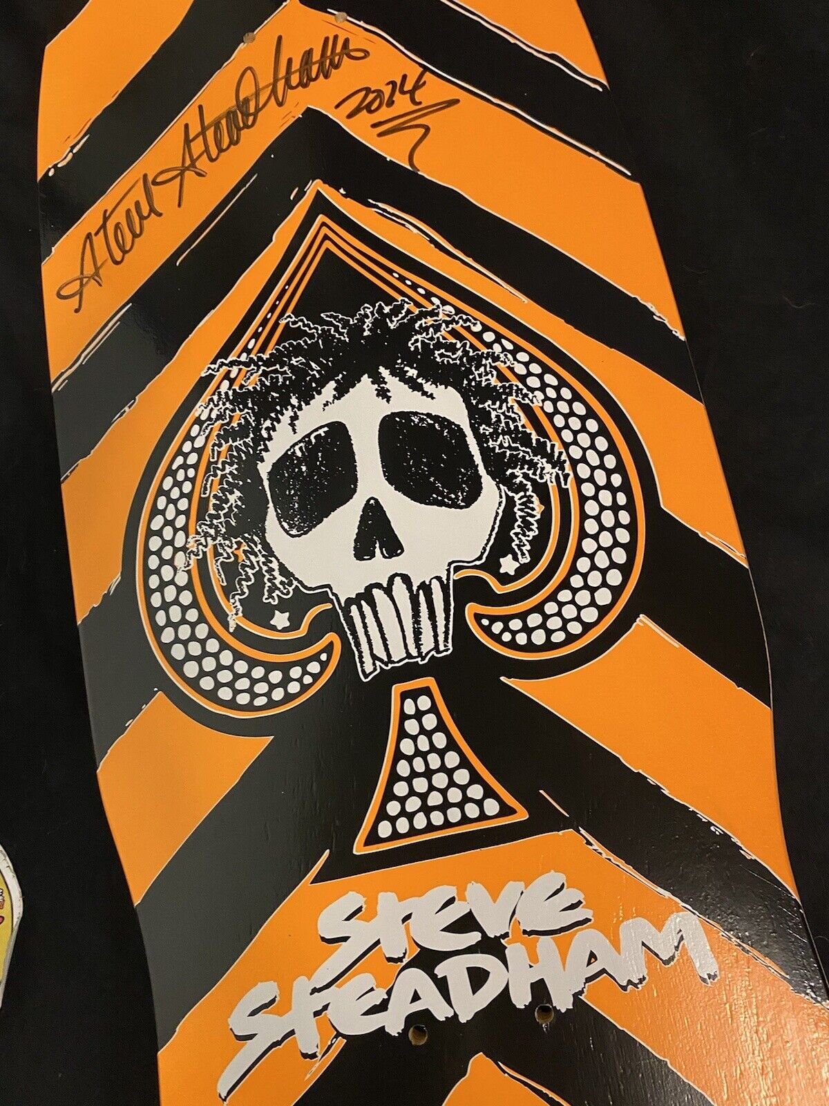 Signed Steve Steadham Stedmz Double Sided Graphic Autographed Skateboard Deck Orange