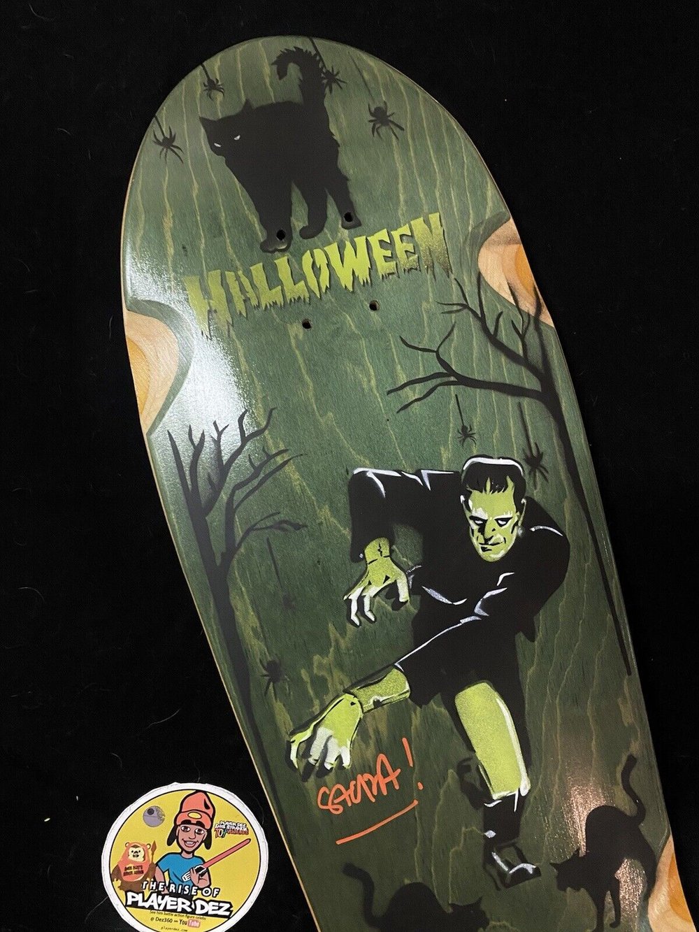 Signed Steve Alba SALBA Autographed Skateboard Deck Frankenstein Halloween Spray Art