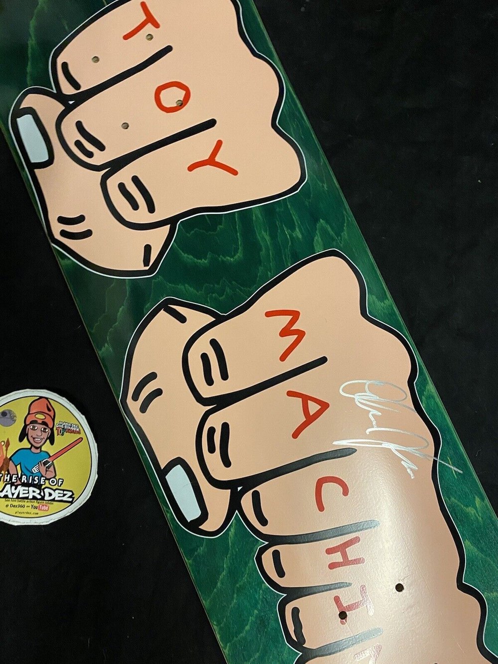Signed Dashawn Jordan Toy Machine Green Fists Autographed Skateboard Deck