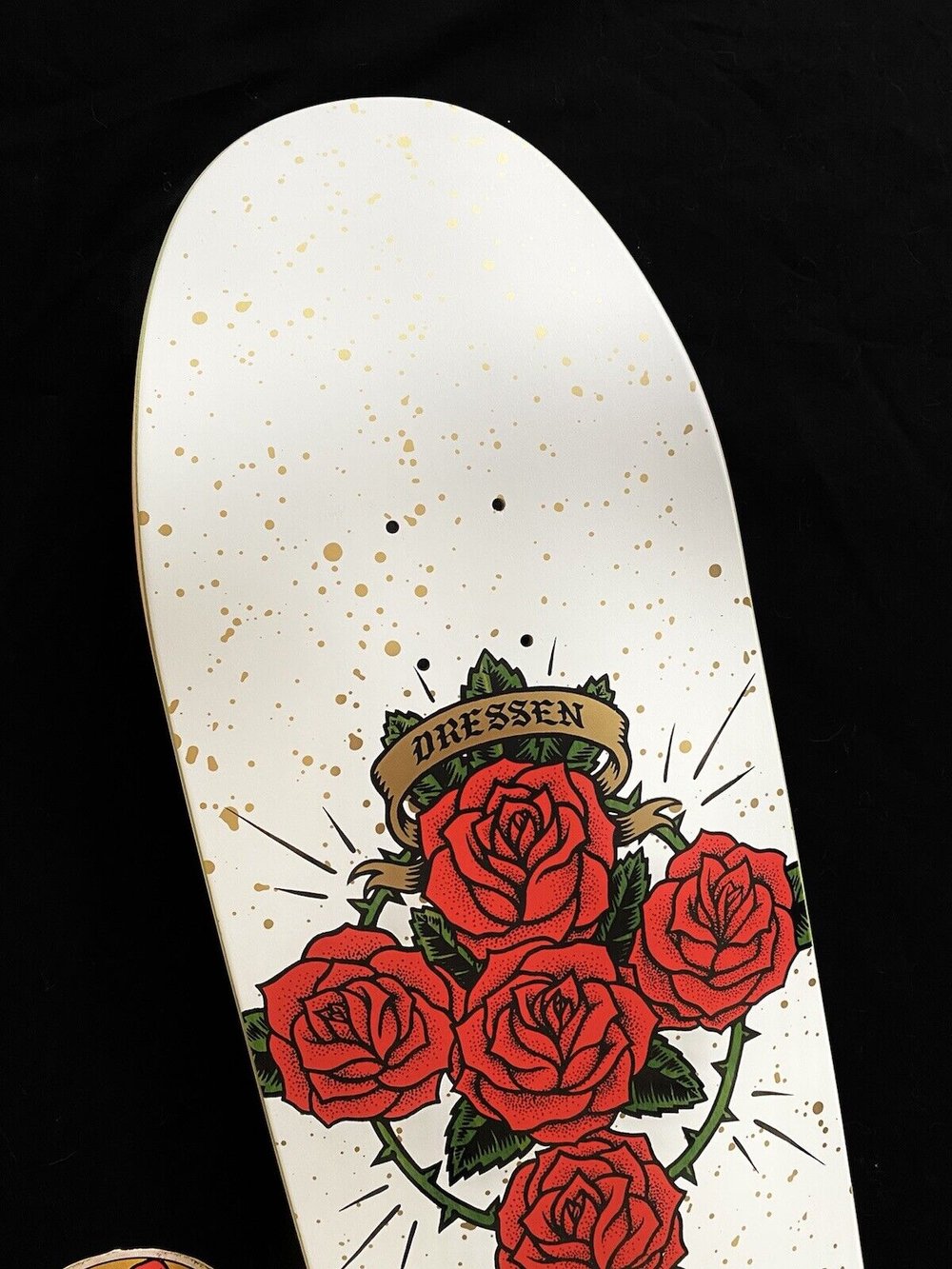 Signed Eric Dressen Autographed Skateboard Deck Santa Cruz White Rose Gold