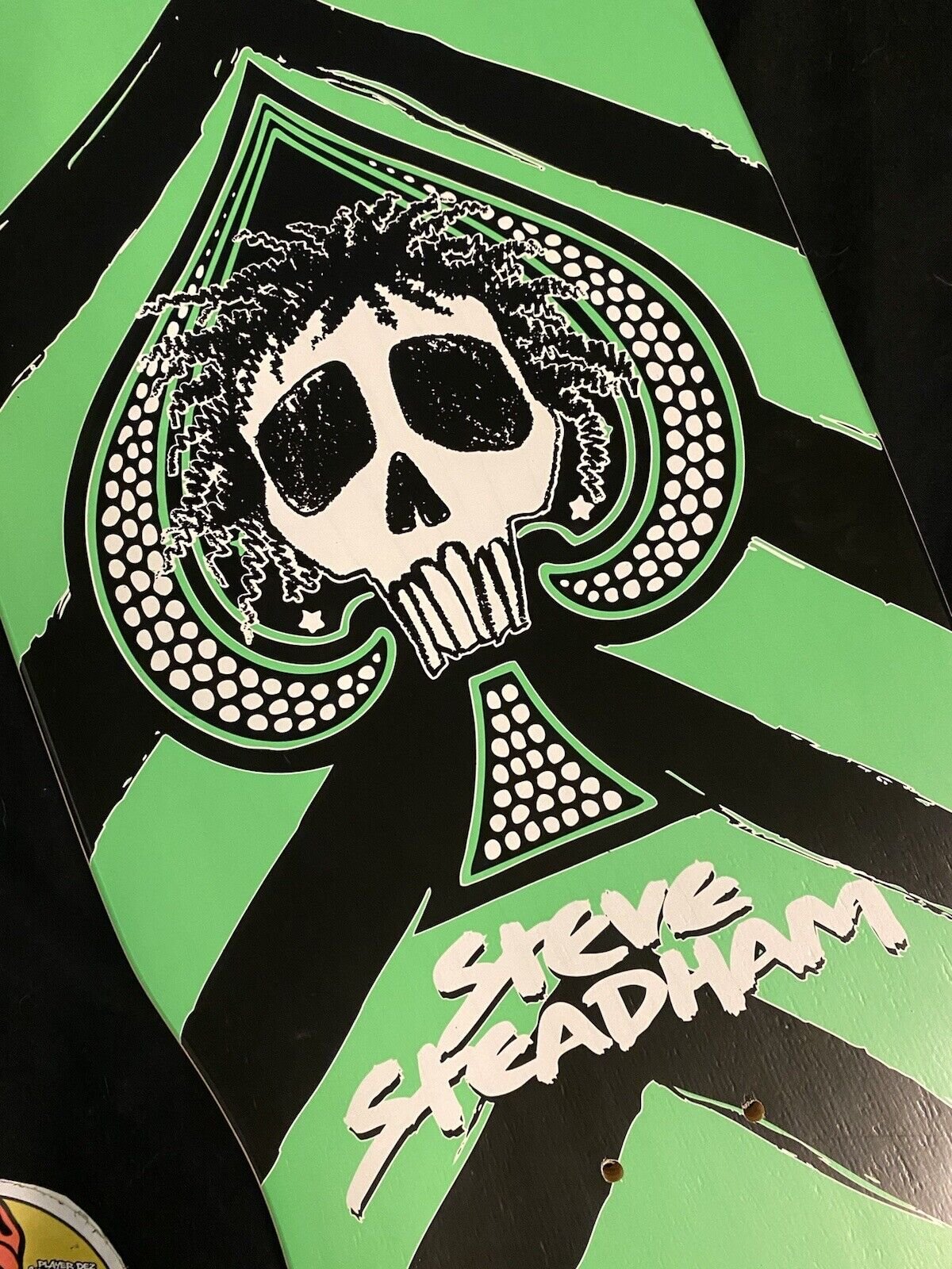 Signed Steve Steadham Stedmz Double Sided Graphic Autographed Skateboard Deck Yellow Green