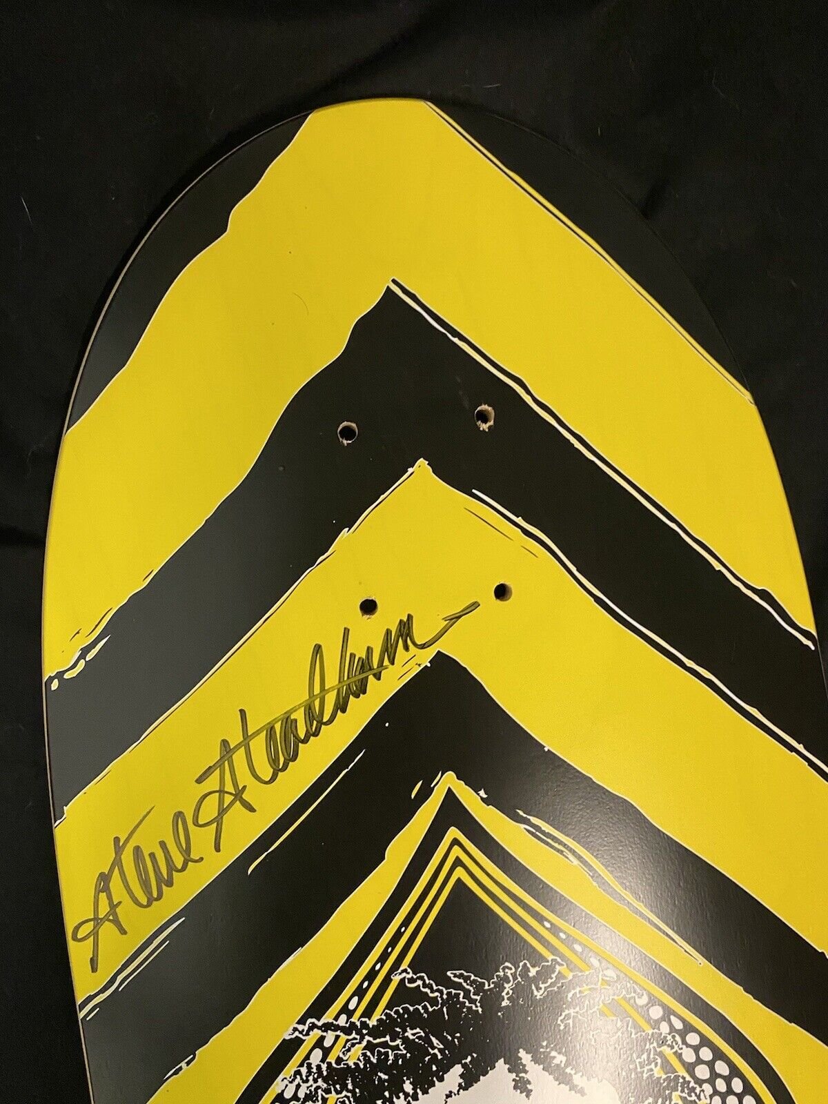 Signed Steve Steadham Stedmz Double Sided Graphic Autographed Skateboard Deck Yellow Green