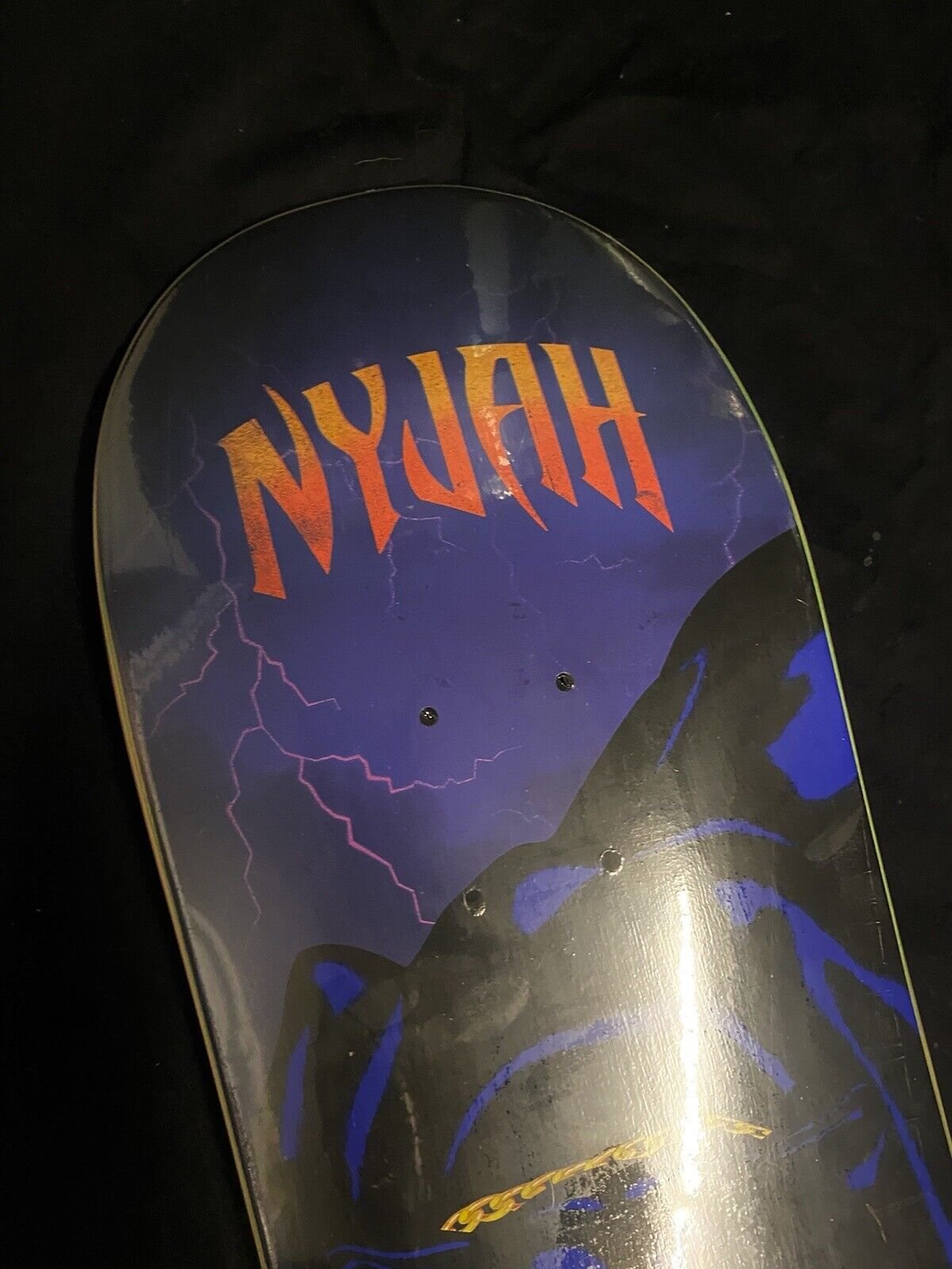 Signed Nyjah Huston Disorder Autographed Skateboard Deck Panther 8.125 Gold