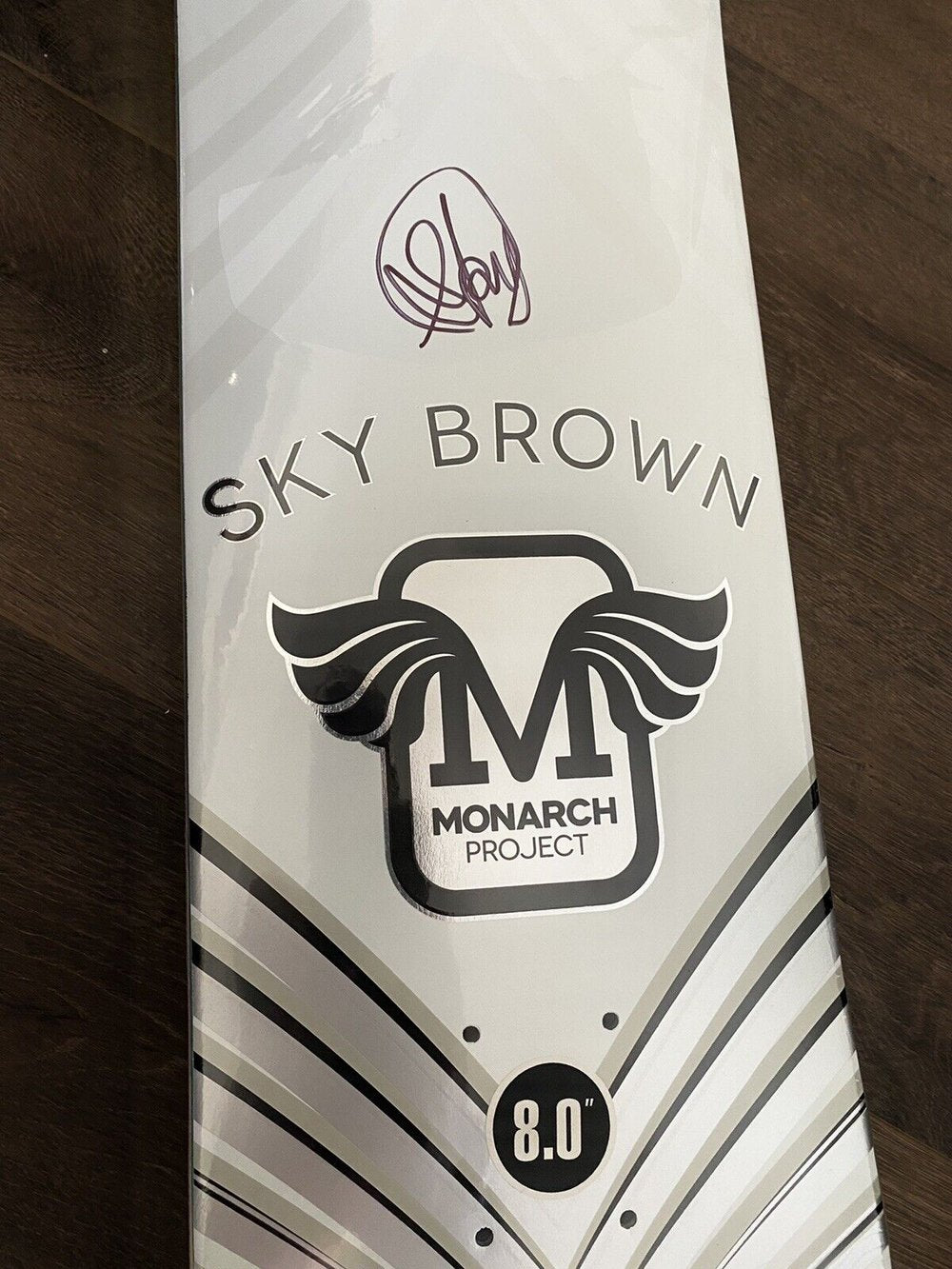 Signed Sky Brown Monarch Project Autographed Skateboard Deck Silver