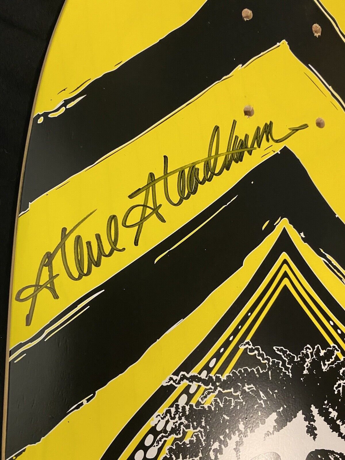 Signed Steve Steadham Stedmz Double Sided Graphic Autographed Skateboard Deck Yellow Green