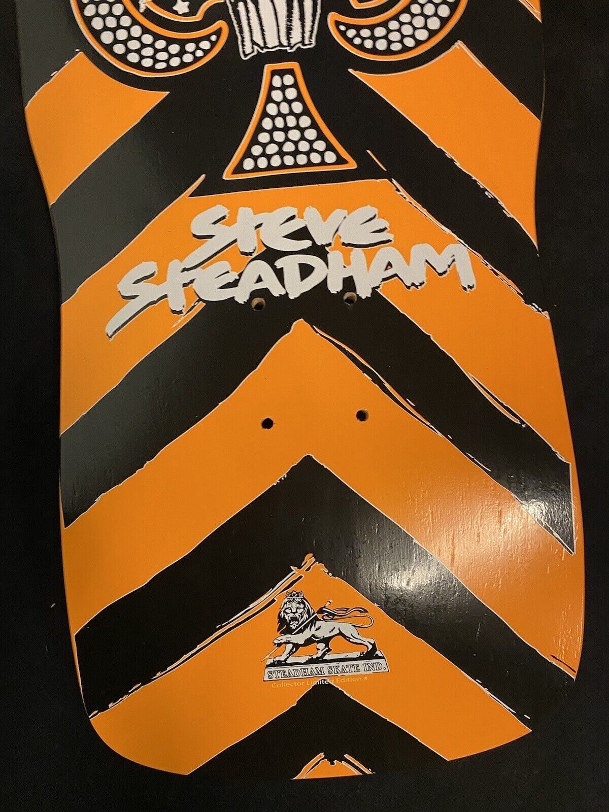 Signed Steve Steadham Stedmz Double Sided Graphic Autographed Skateboard Deck Orange