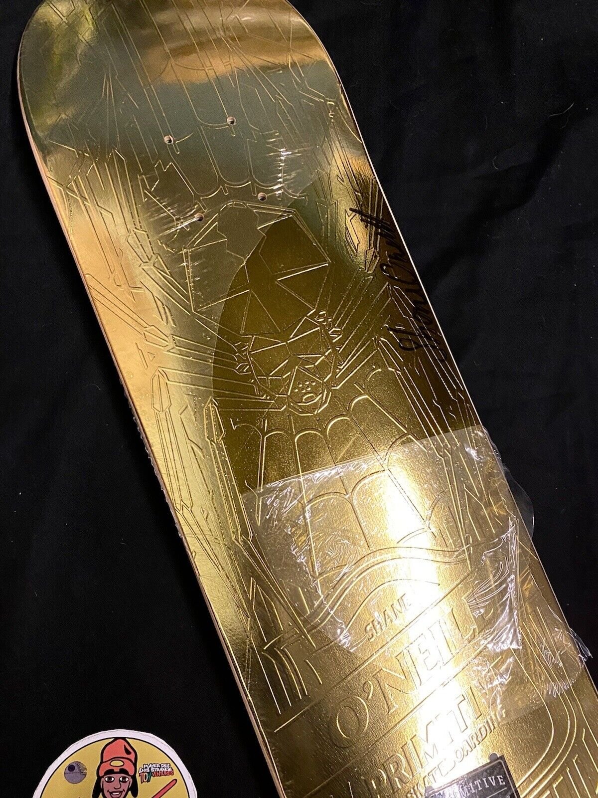 Signed Shane O'Neill Primitive Autographed Skateboard Deck Spirit Animal Gold Foil