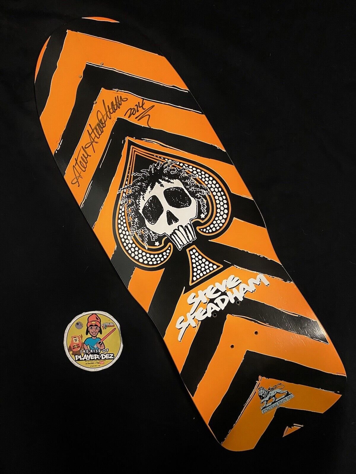 Signed Steve Steadham Stedmz Double Sided Graphic Autographed Skateboard Deck Orange