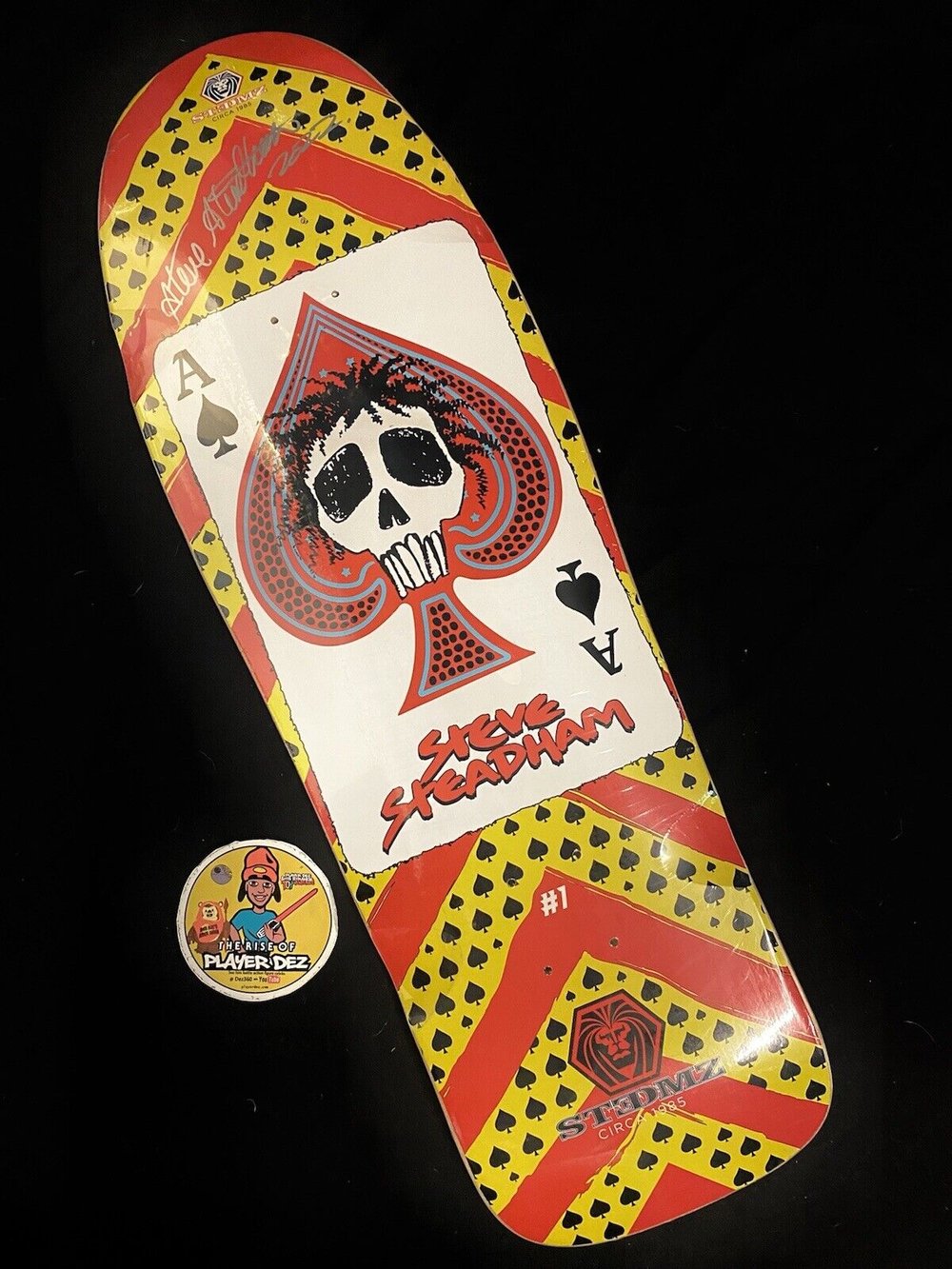 Signed Steve Steadham Ace Of Spades Shaped Autographed Skateboard Deck Powell #1