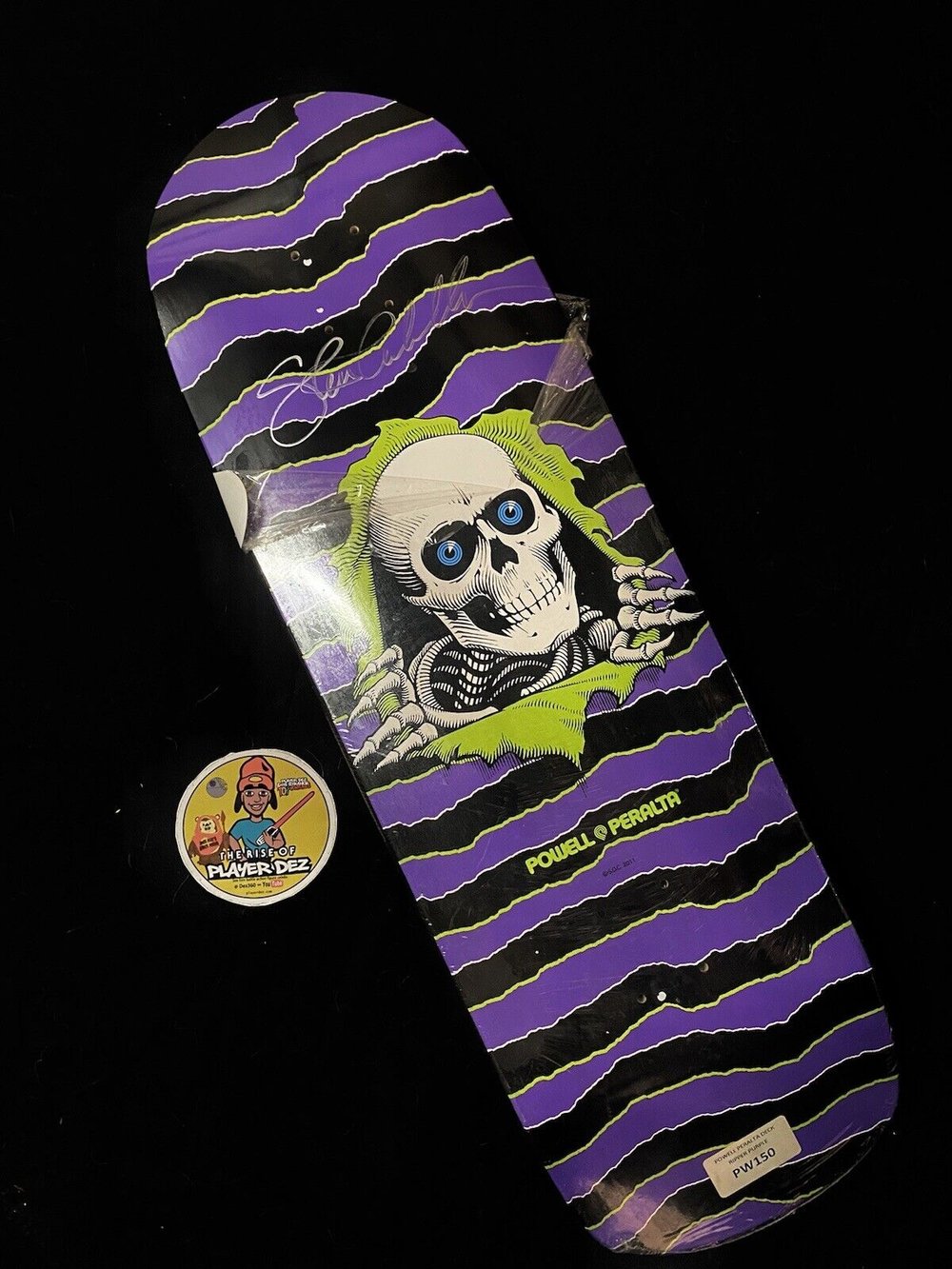 Signed Steve Caballero Powell Peralta Autographed Skateboard Deck 2011 Ripper Skull Neon
