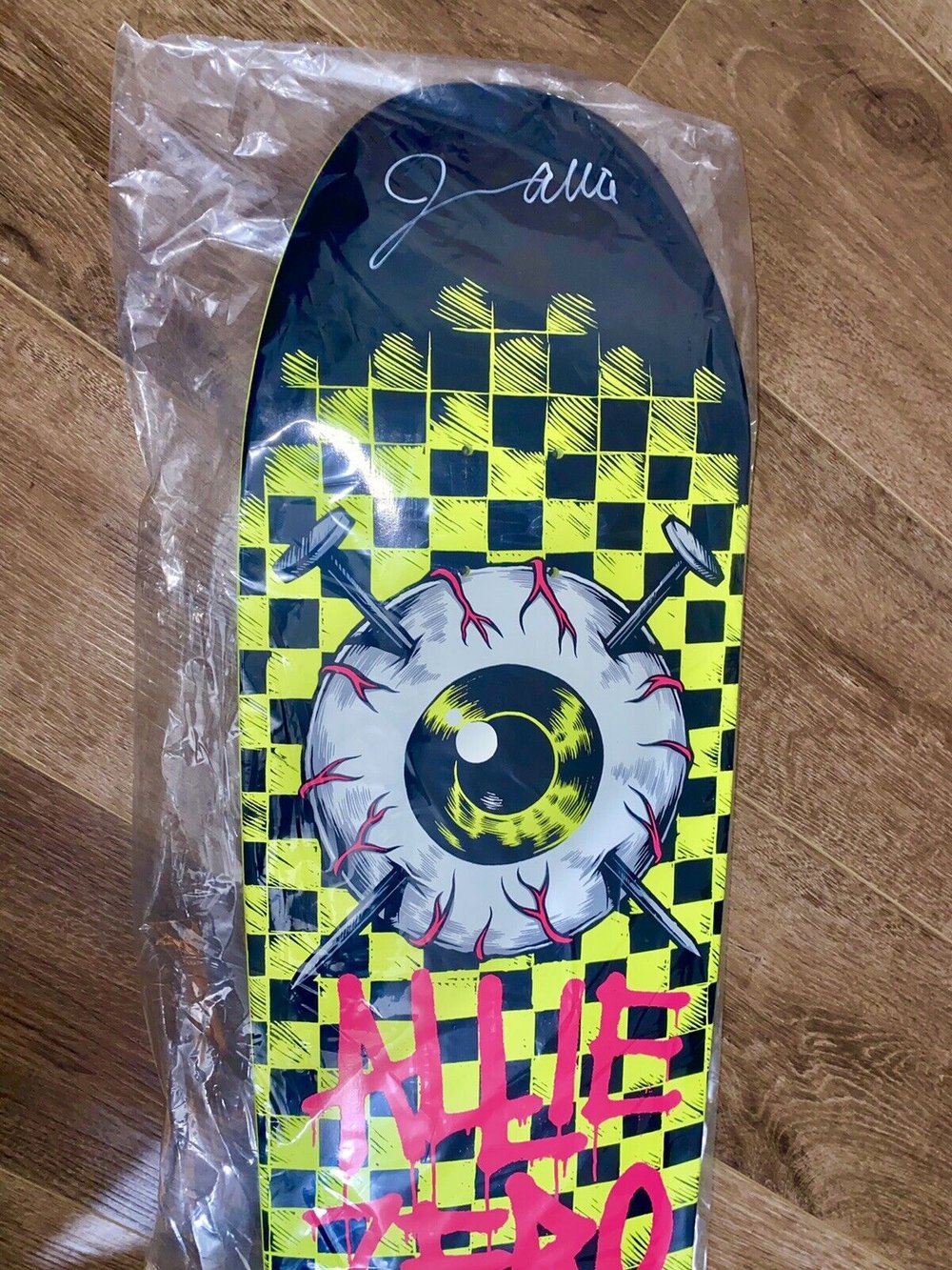 Signed Jon Allie Zero Autographed Skateboard Deck 9.5 EYEBALL Dipped