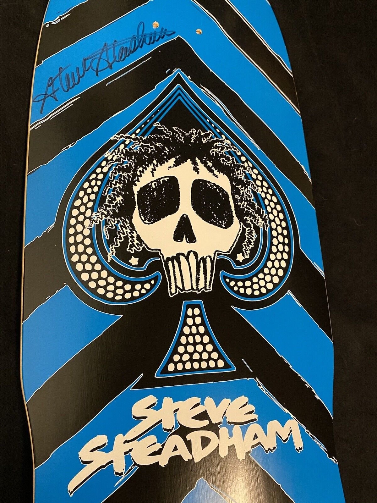 Signed Steve Steadham Stedmz Double Graphic Autographed Skateboard Deck Blue Yellow