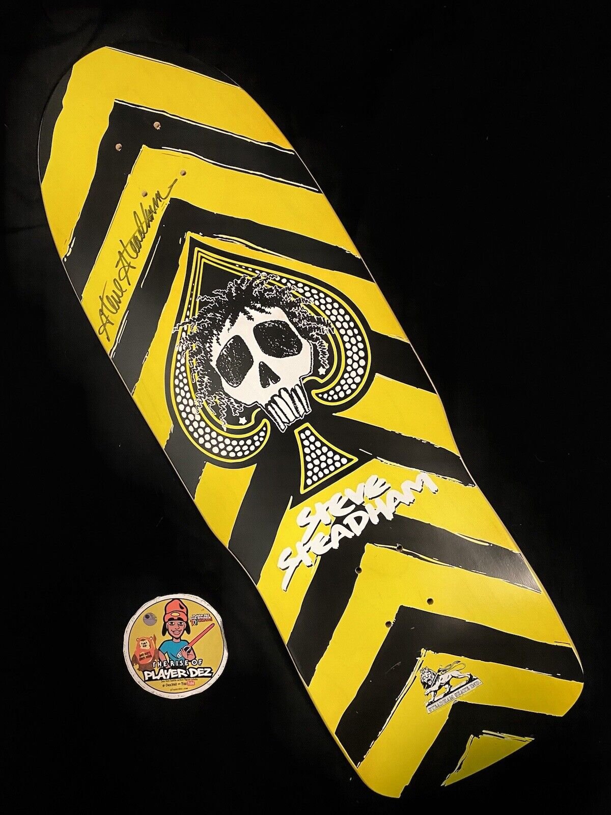 Signed Steve Steadham Stedmz Double Sided Graphic Autographed Skateboard Deck Yellow Green