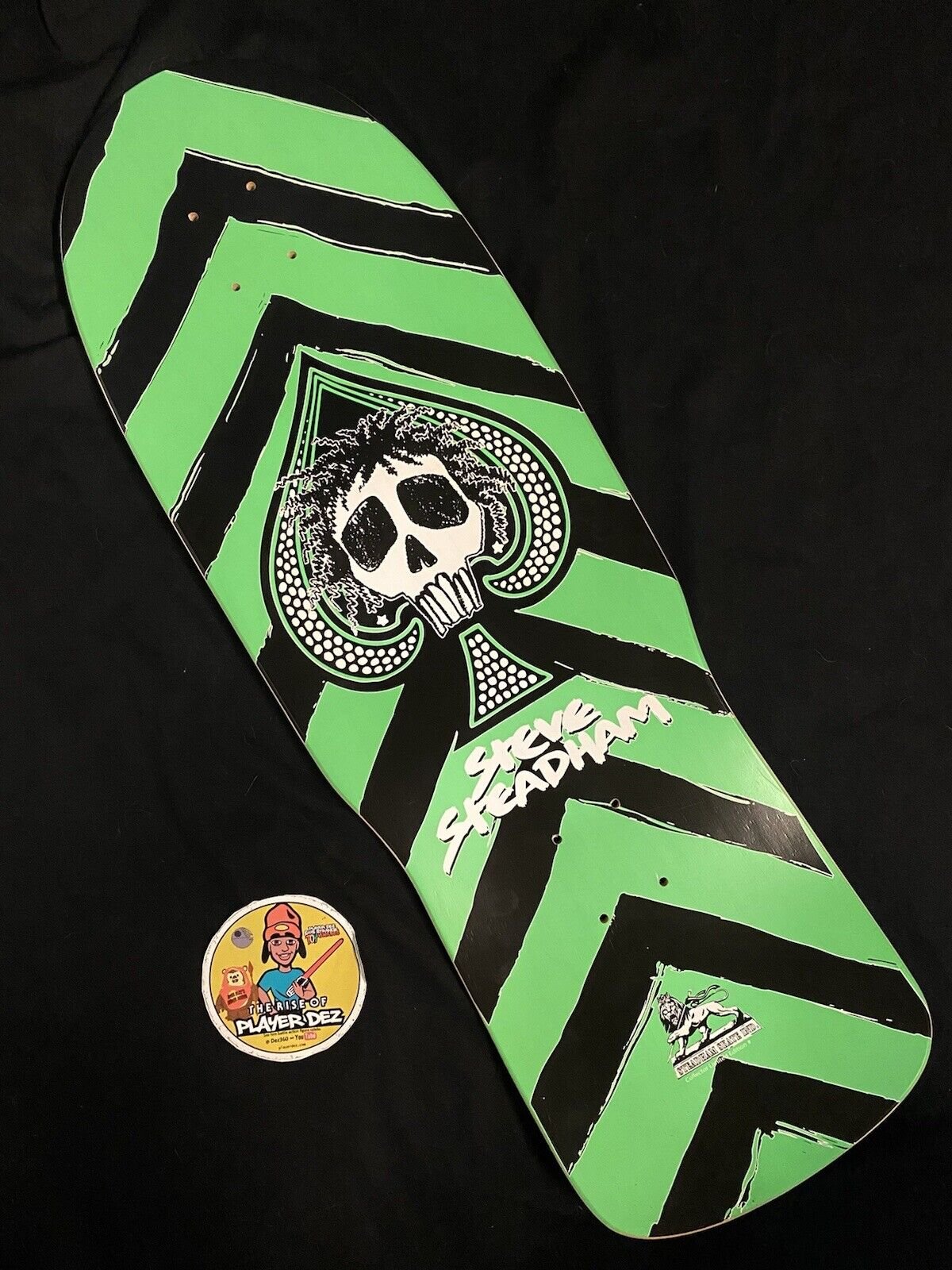 Signed Steve Steadham Stedmz Double Sided Graphic Autographed Skateboard Deck Yellow Green