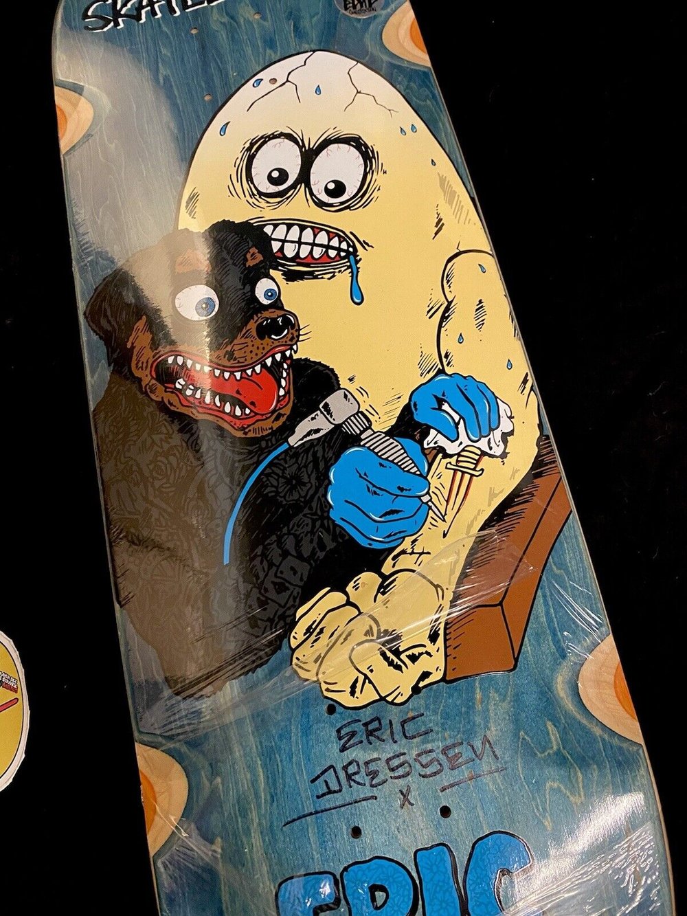 Signed Eric Dressen Heroin Guest Egg Shaped Autographed Skateboard Deck Curb Killer FOS