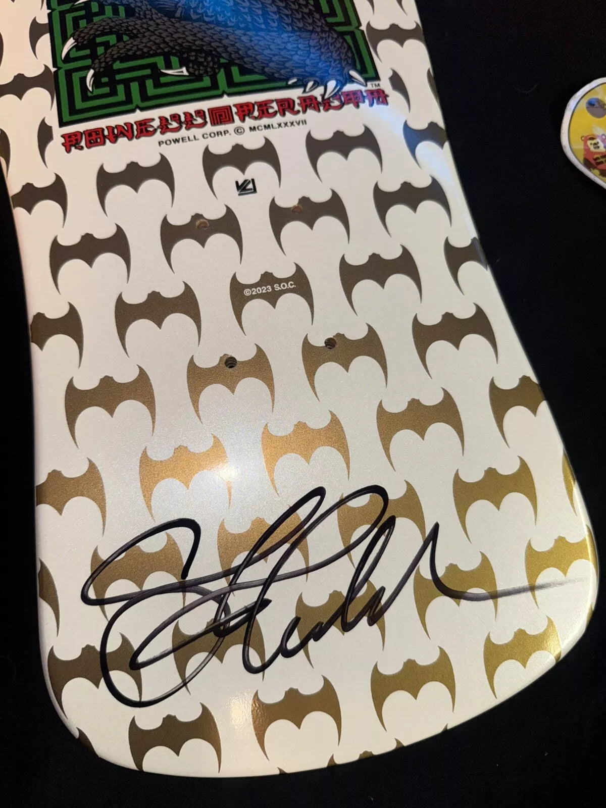 Steve Caballero Signed White Bats Autographed Powell Peralta Skateboard Deck