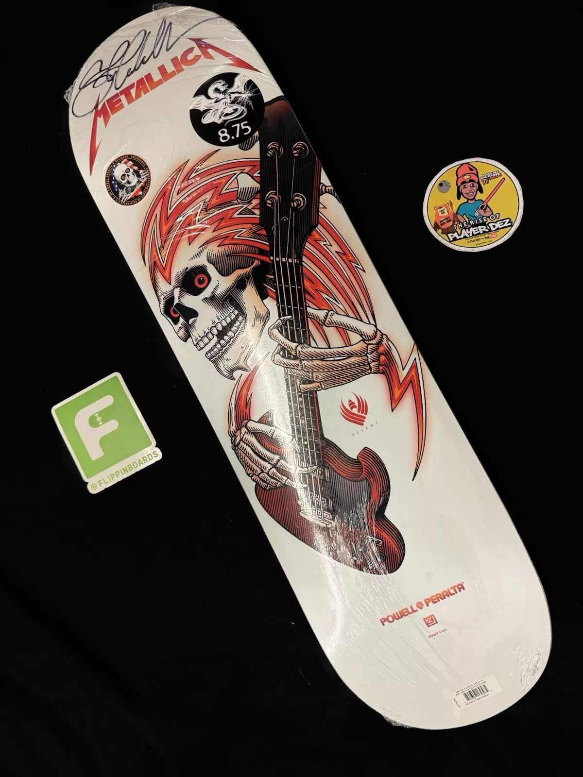 Steve Caballero Signed Metallica White Powell Peralta Autographed Skateboard Deck
